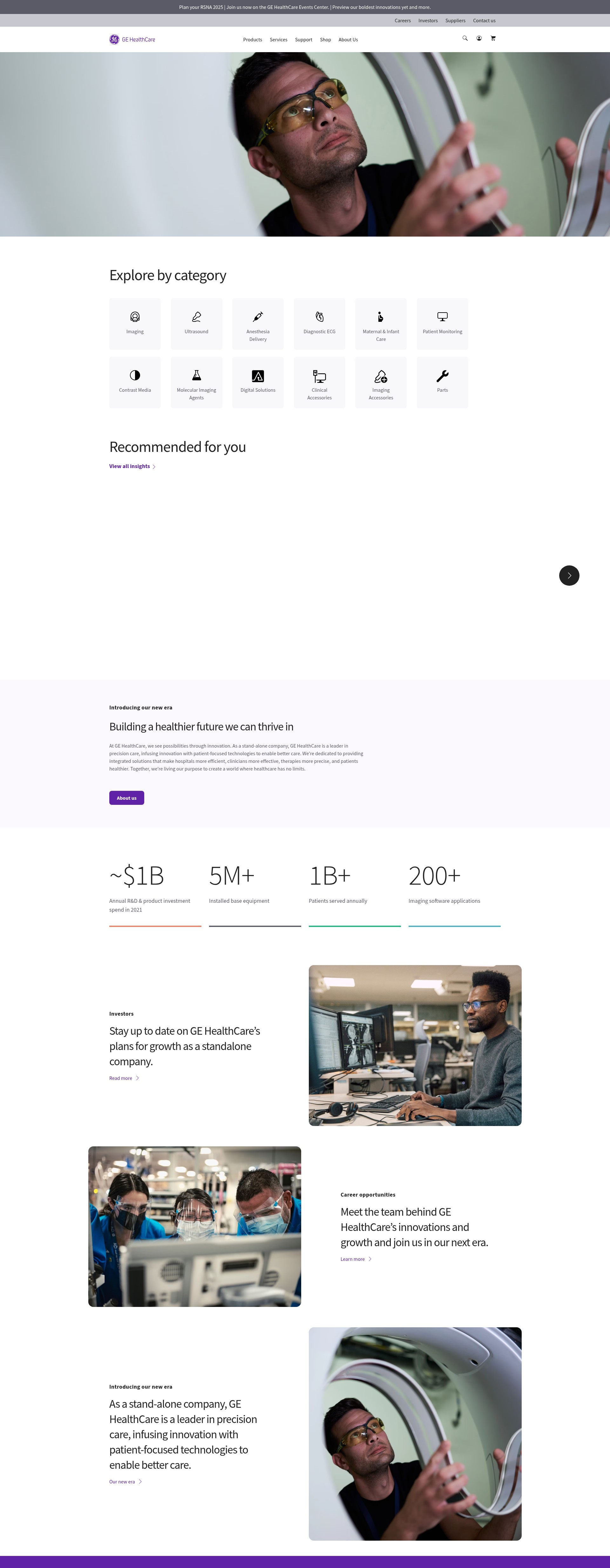 Screenshot of www.gehealthcare.com