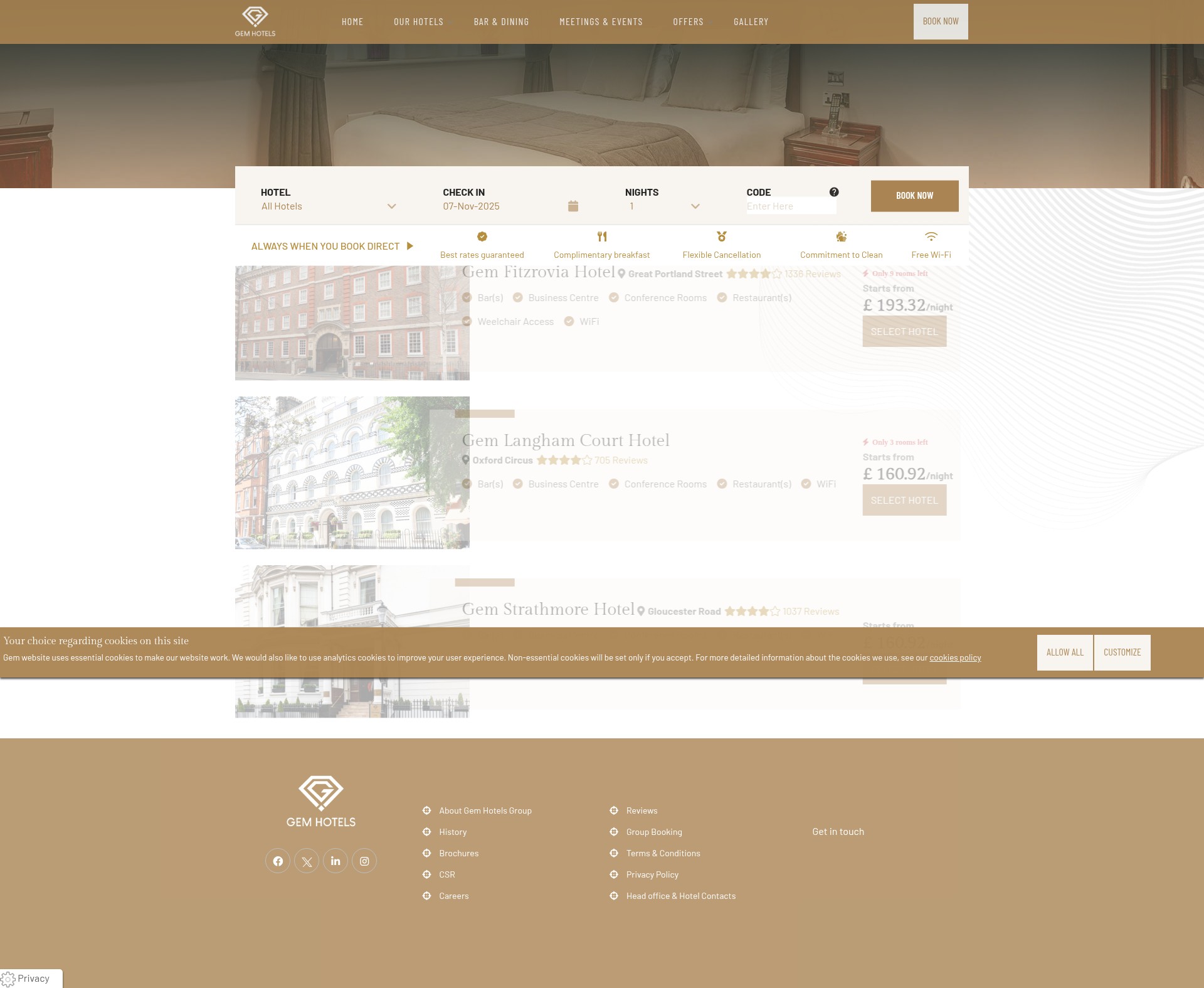 Screenshot of www.gemhotels.com