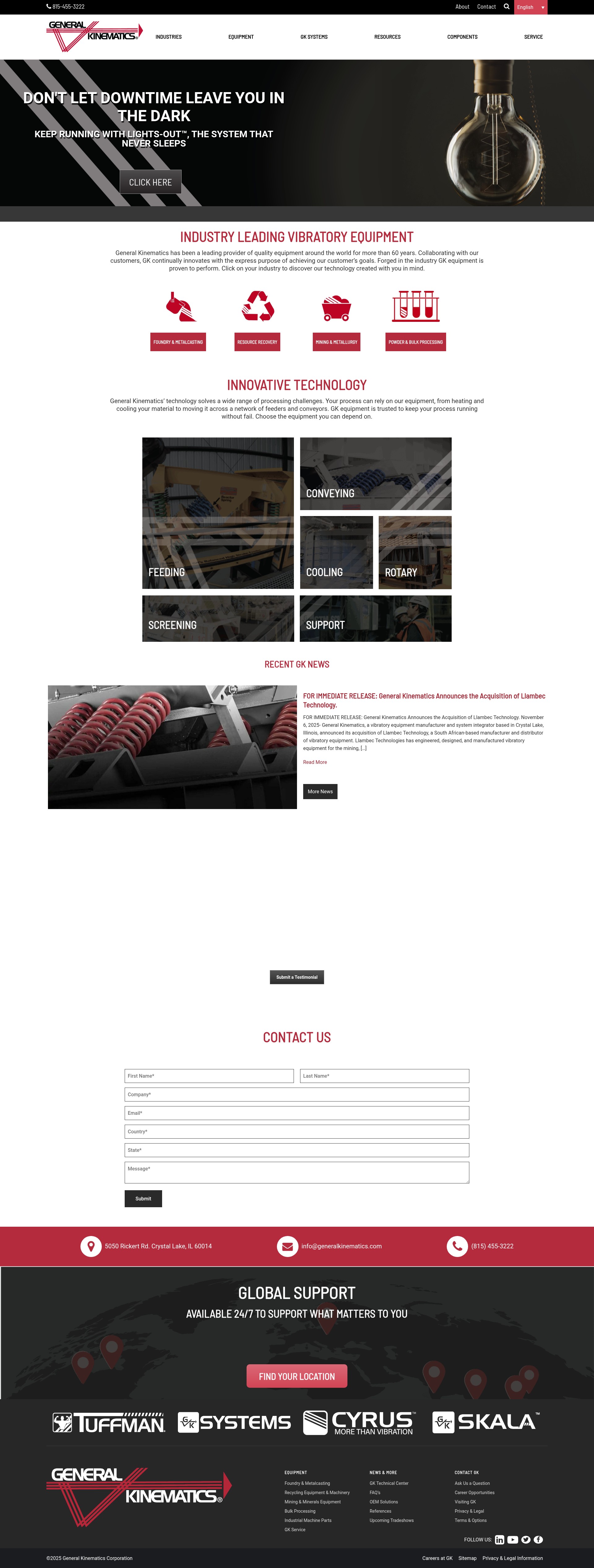 Screenshot of www.generalkinematics.com