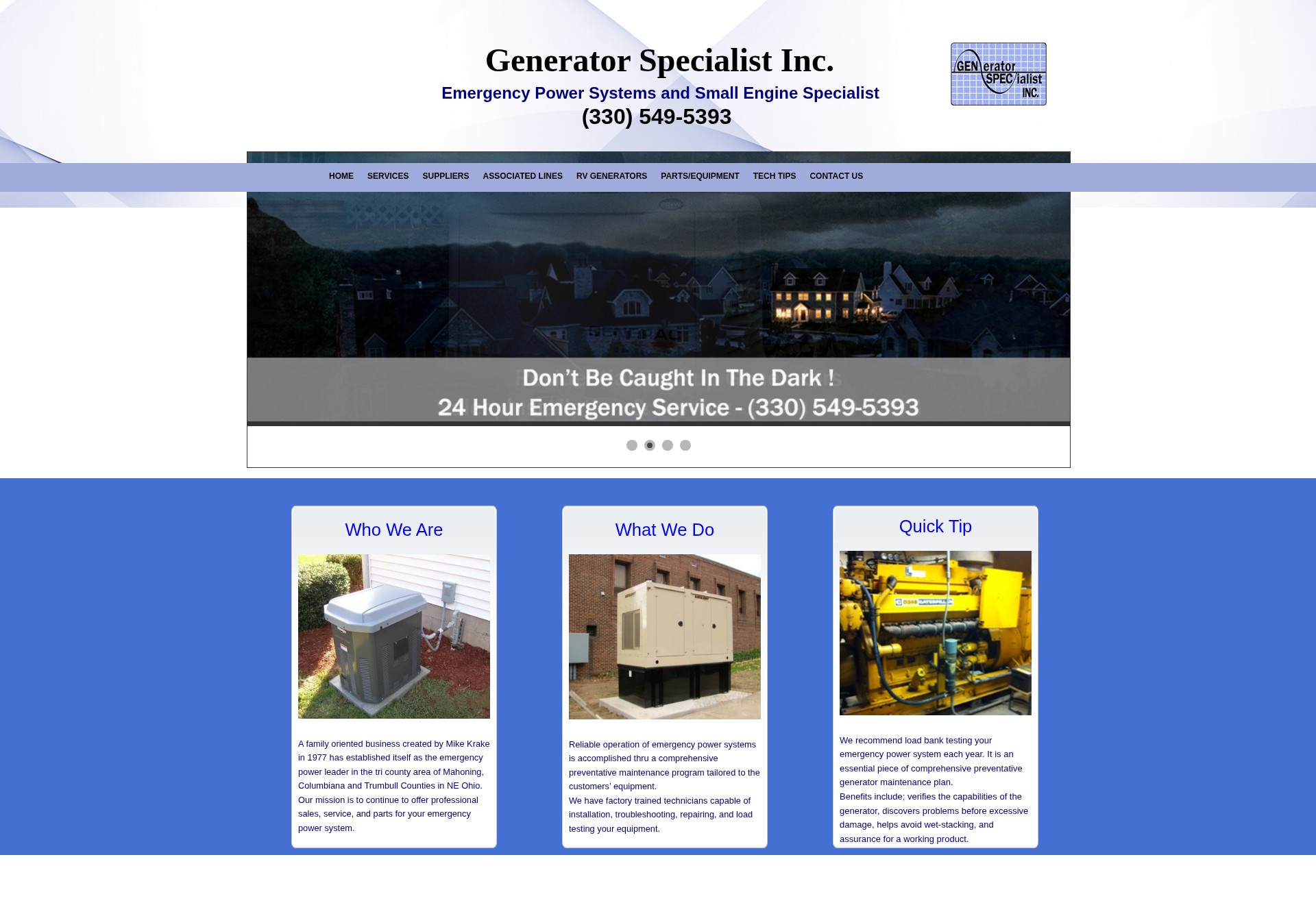 Screenshot of www.generatorspecialist.com