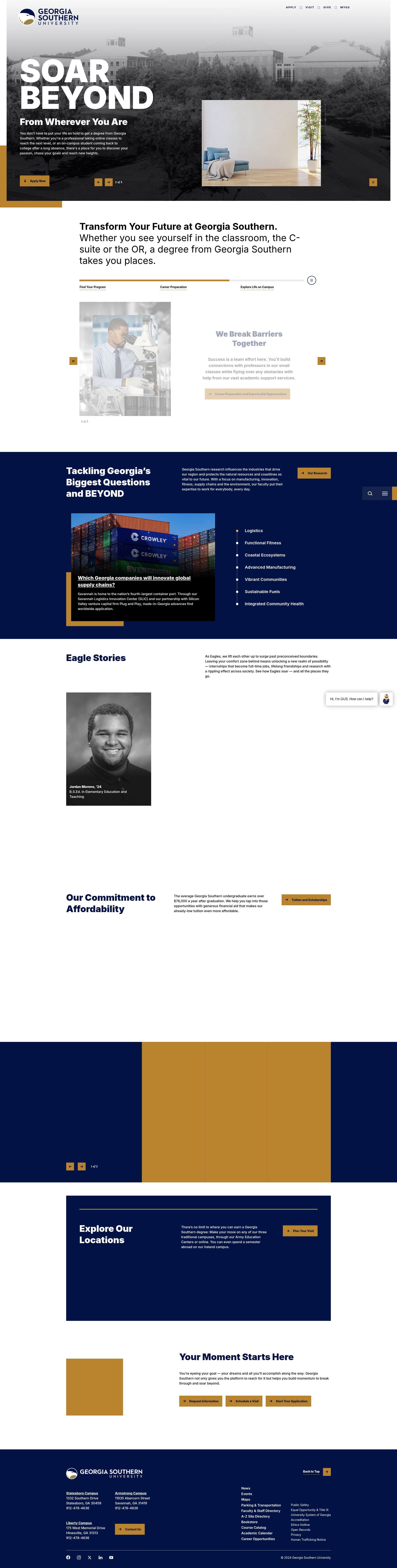 Screenshot of www.georgiasouthern.edu