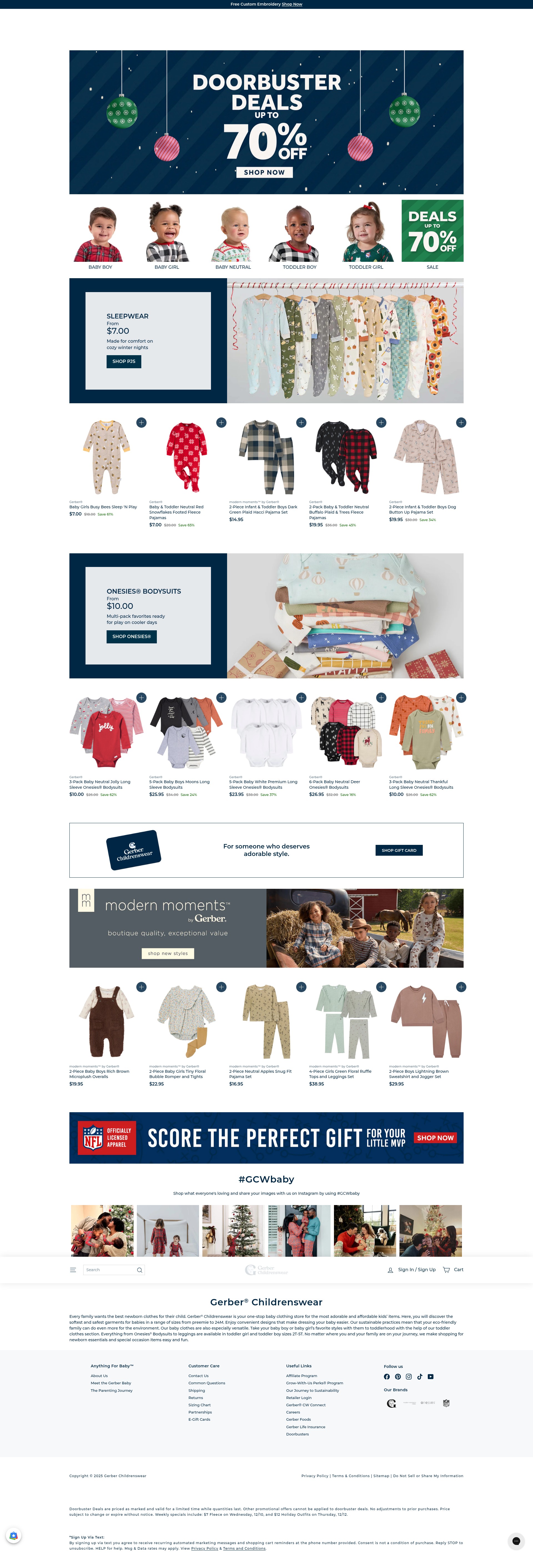 Screenshot of www.gerberchildrenswear.com