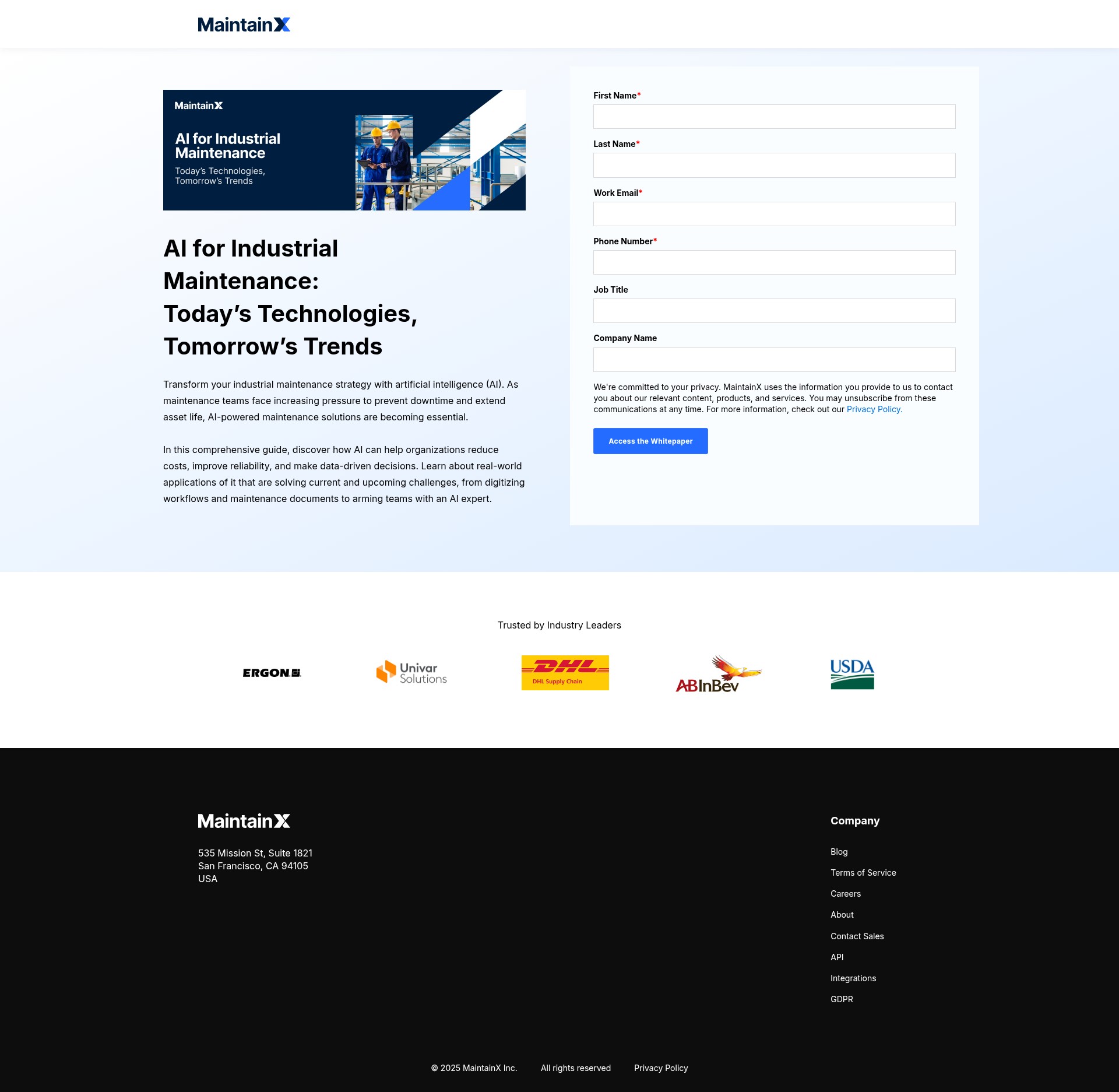 Screenshot of www.getmaintainx.com