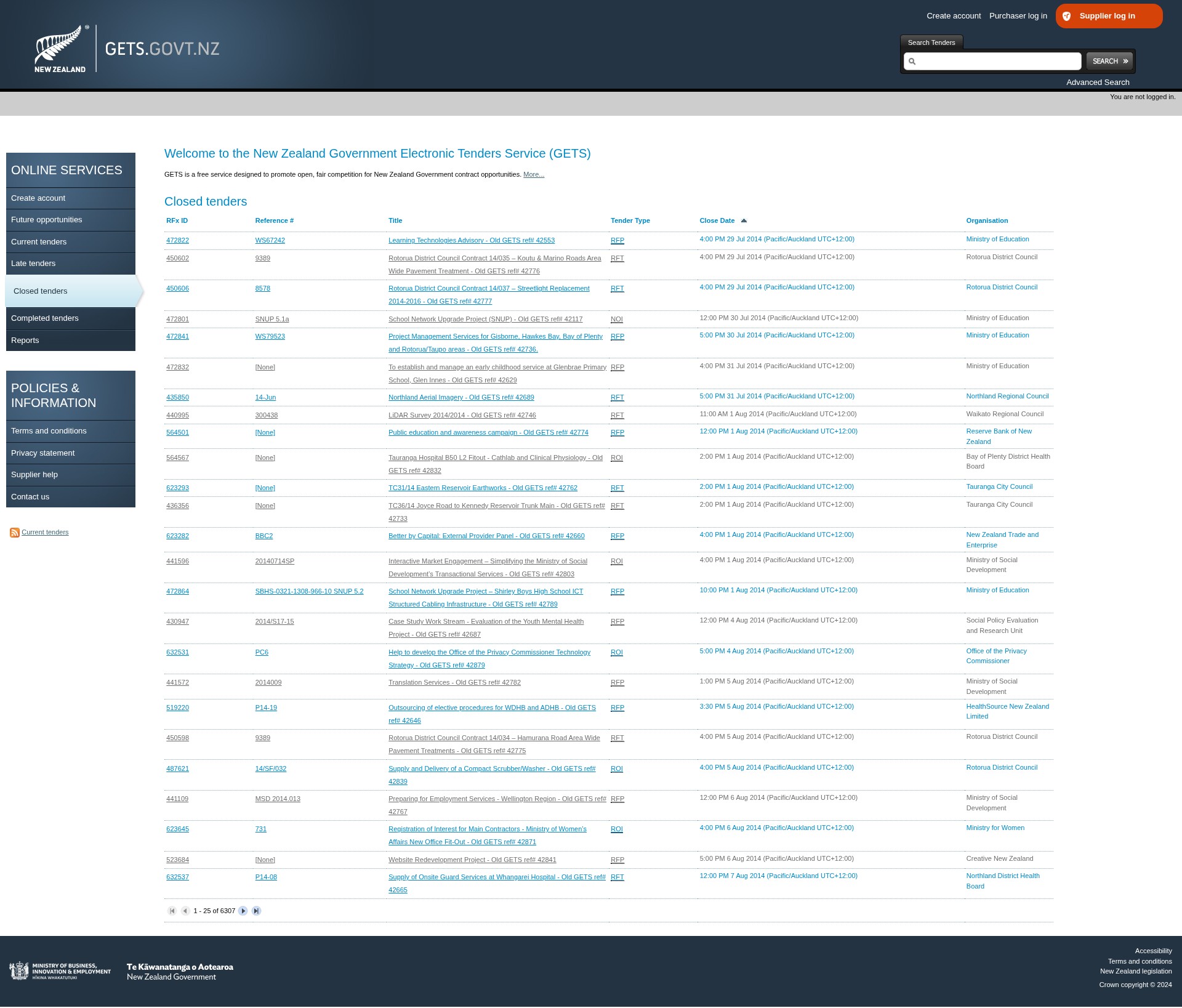 Screenshot of www.gets.govt.nz