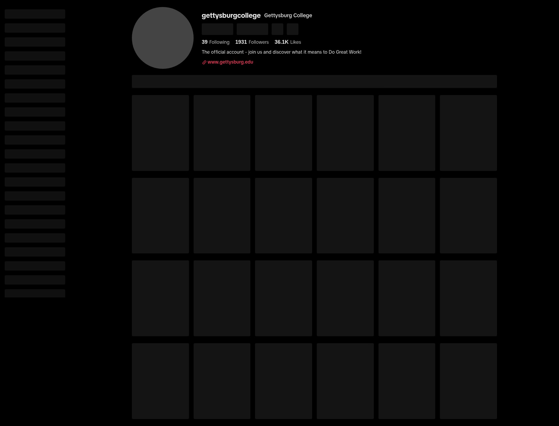 Screenshot of www.gettysburg.edu
