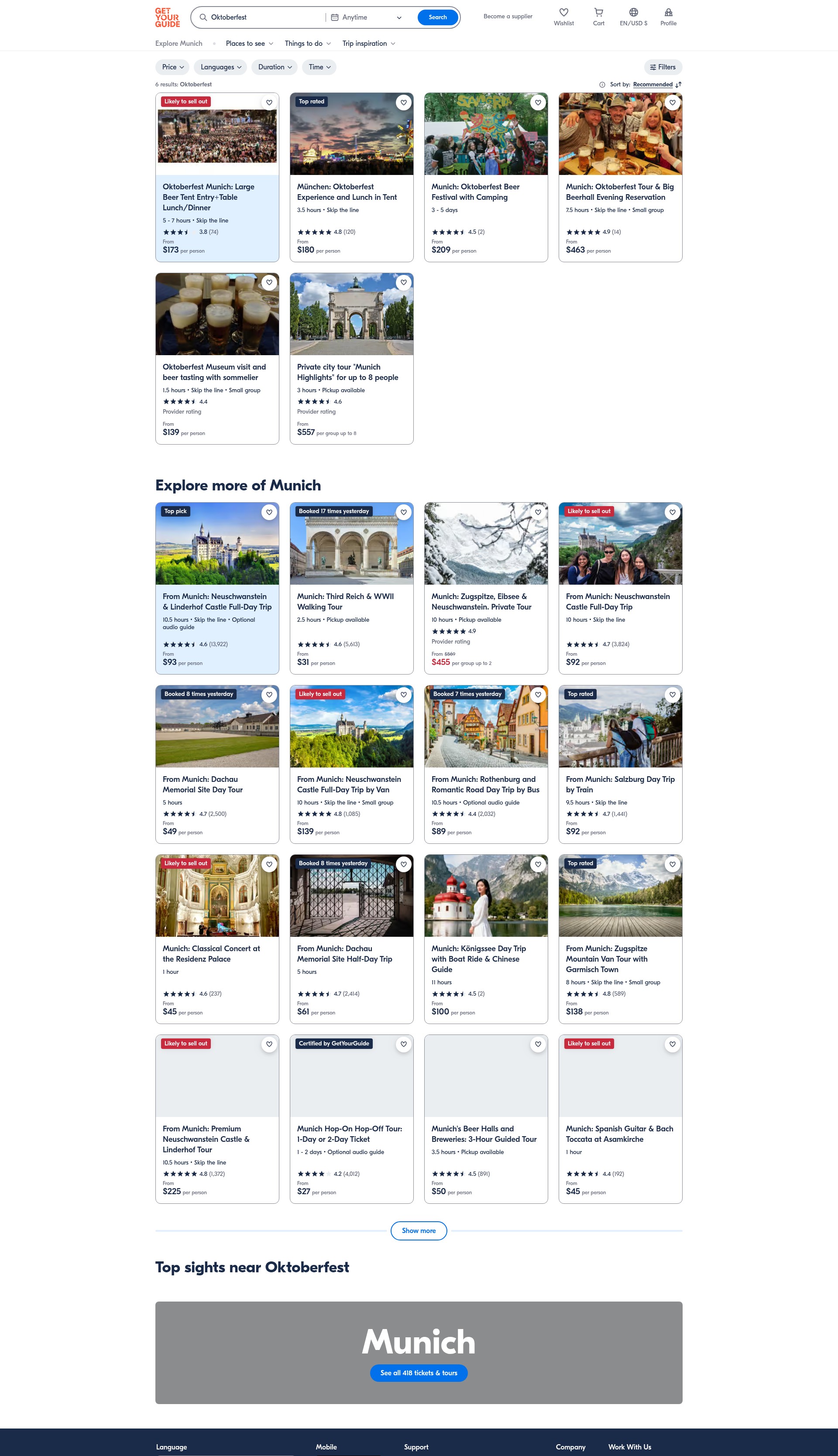 Screenshot of www.getyourguide.com