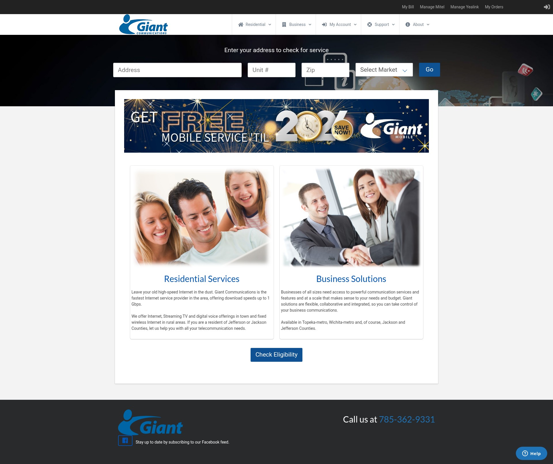Screenshot of www.giantcomm.net