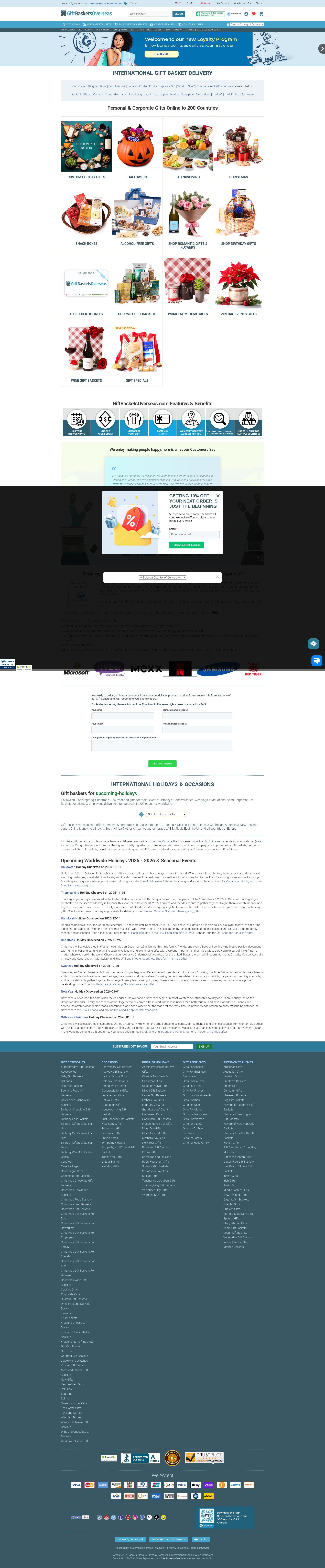 Screenshot of www.giftbasketsoverseas.com