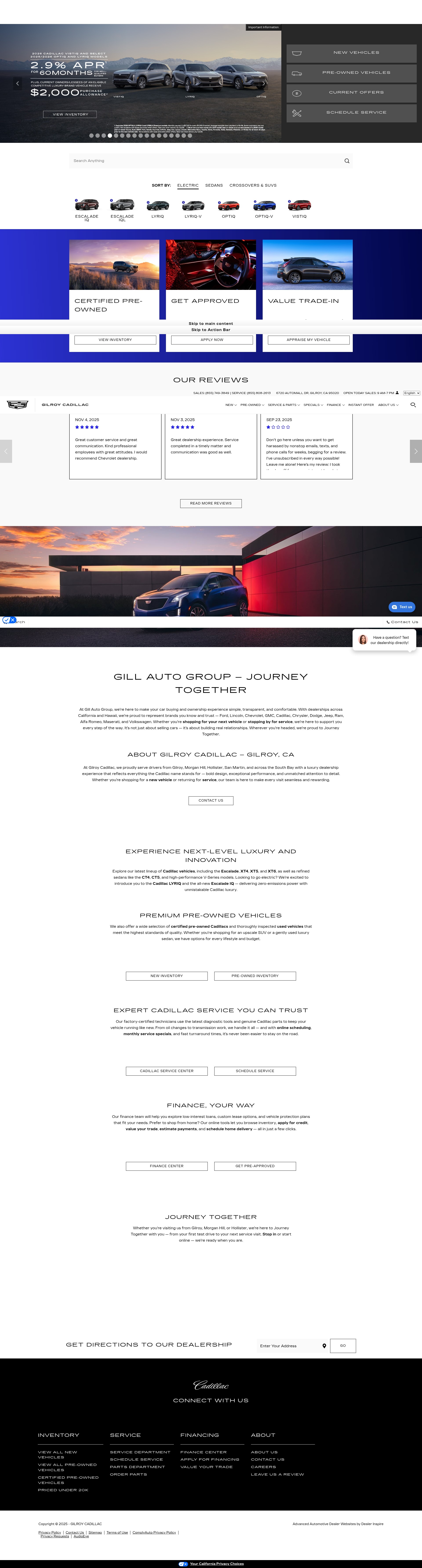 Screenshot of www.gilroycadillac.com