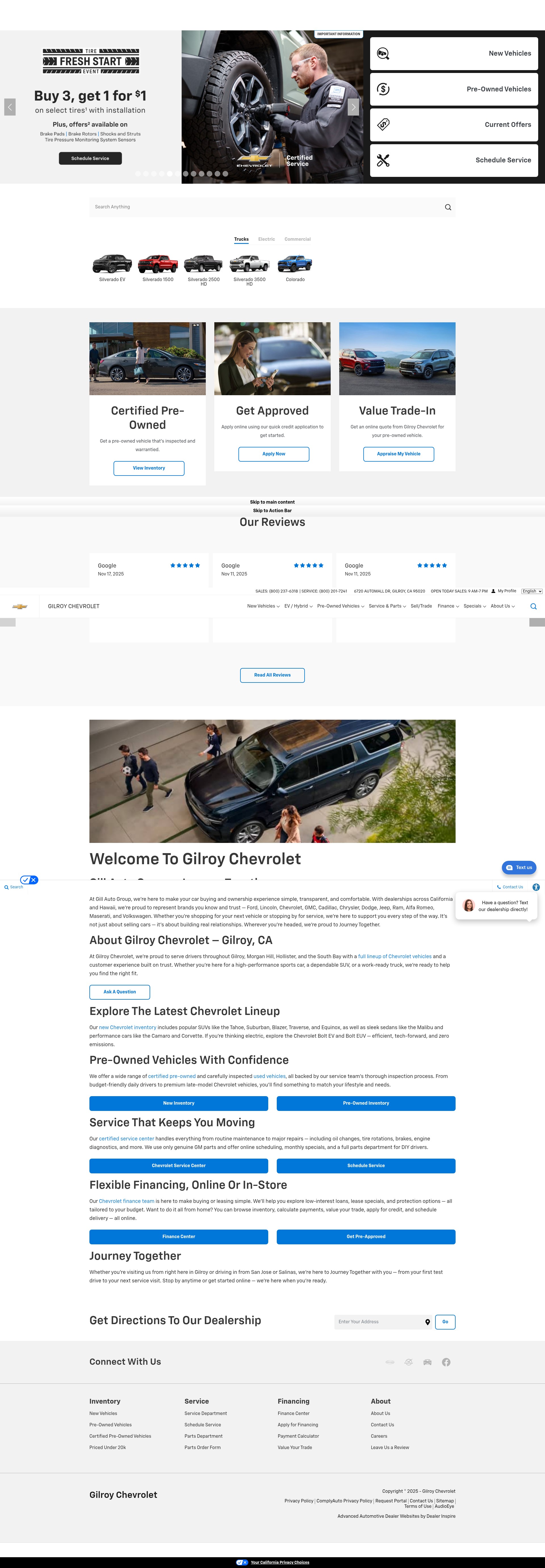 Screenshot of www.gilroychevy.com