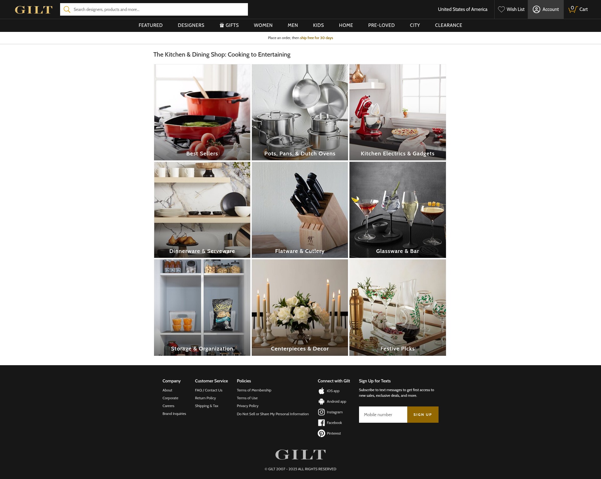 Screenshot of www.gilt.com