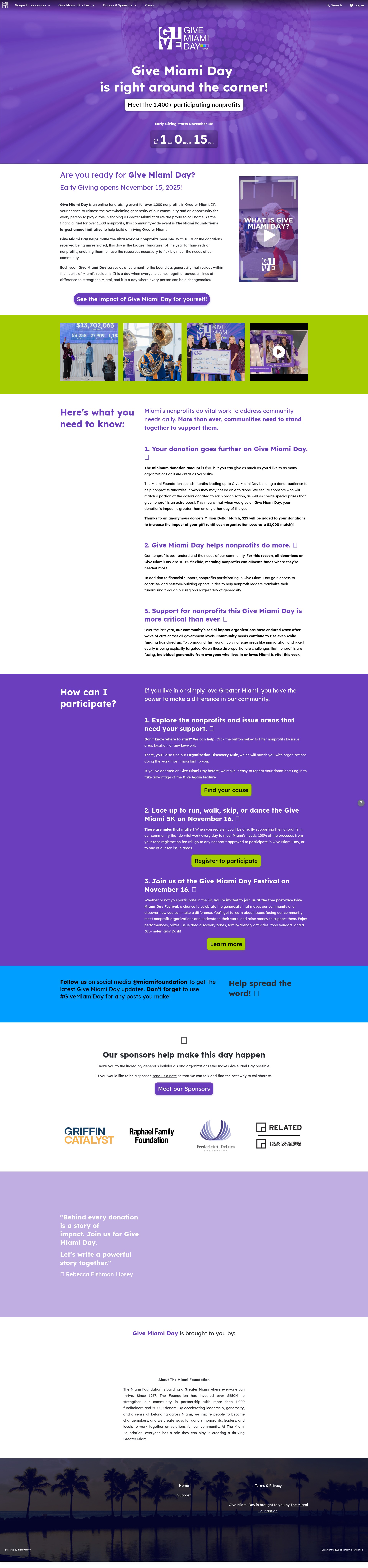 Screenshot of www.givemiamiday.org