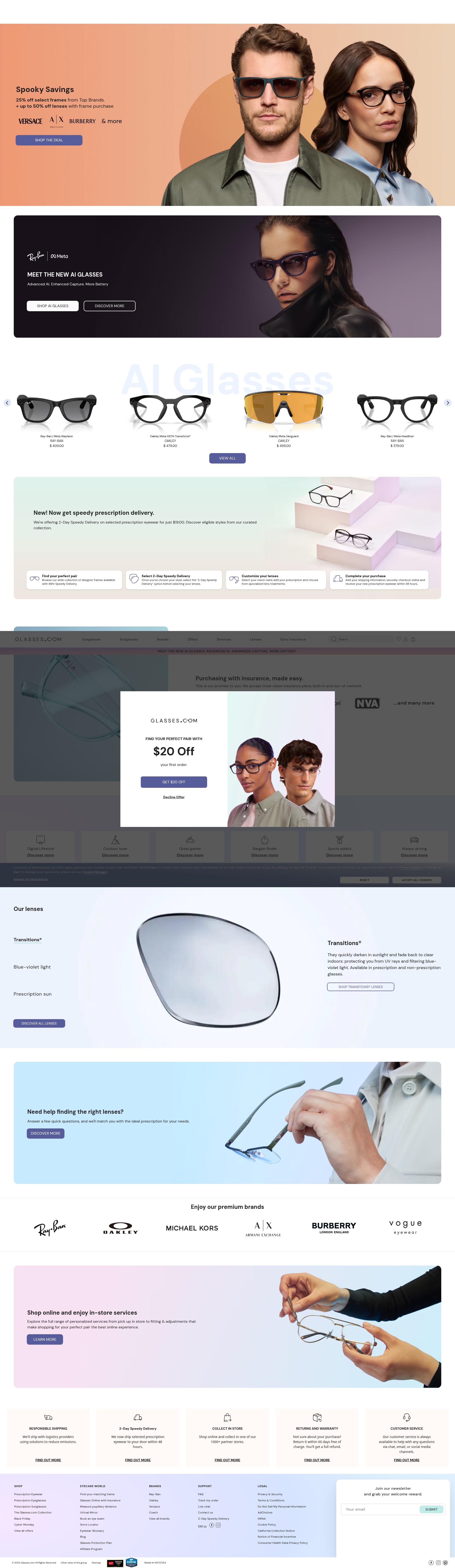Screenshot of www.glasses.com