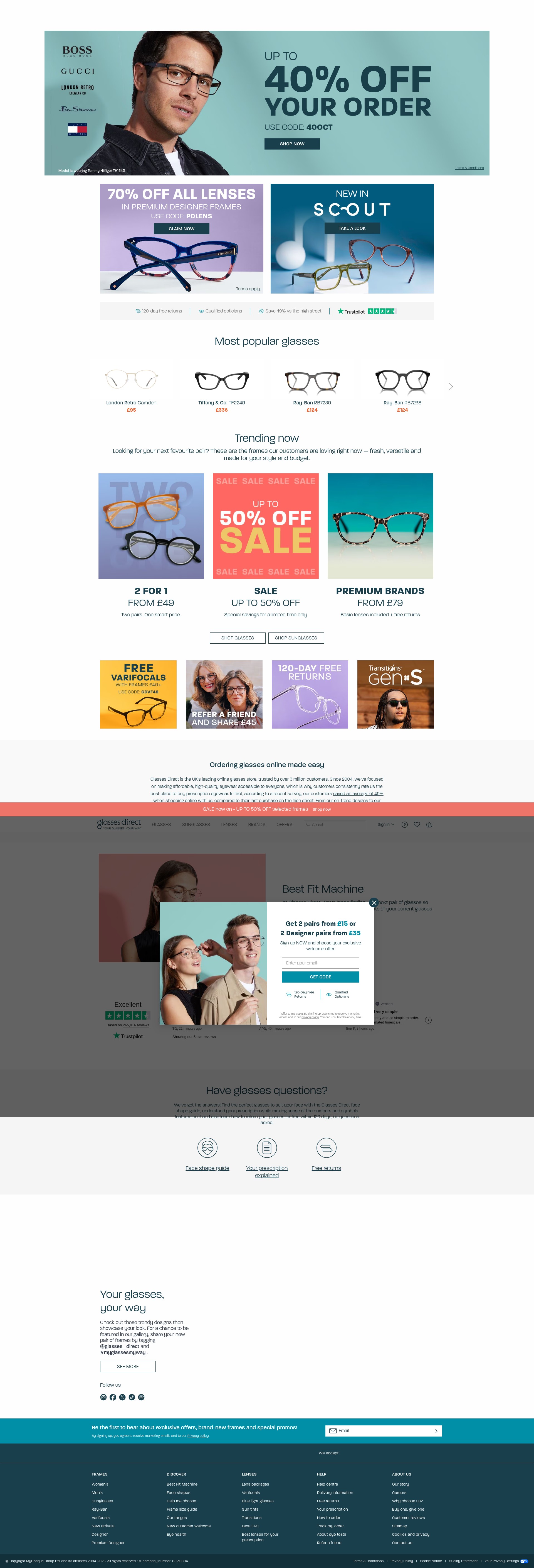 Screenshot of www.glassesdirect.co.uk