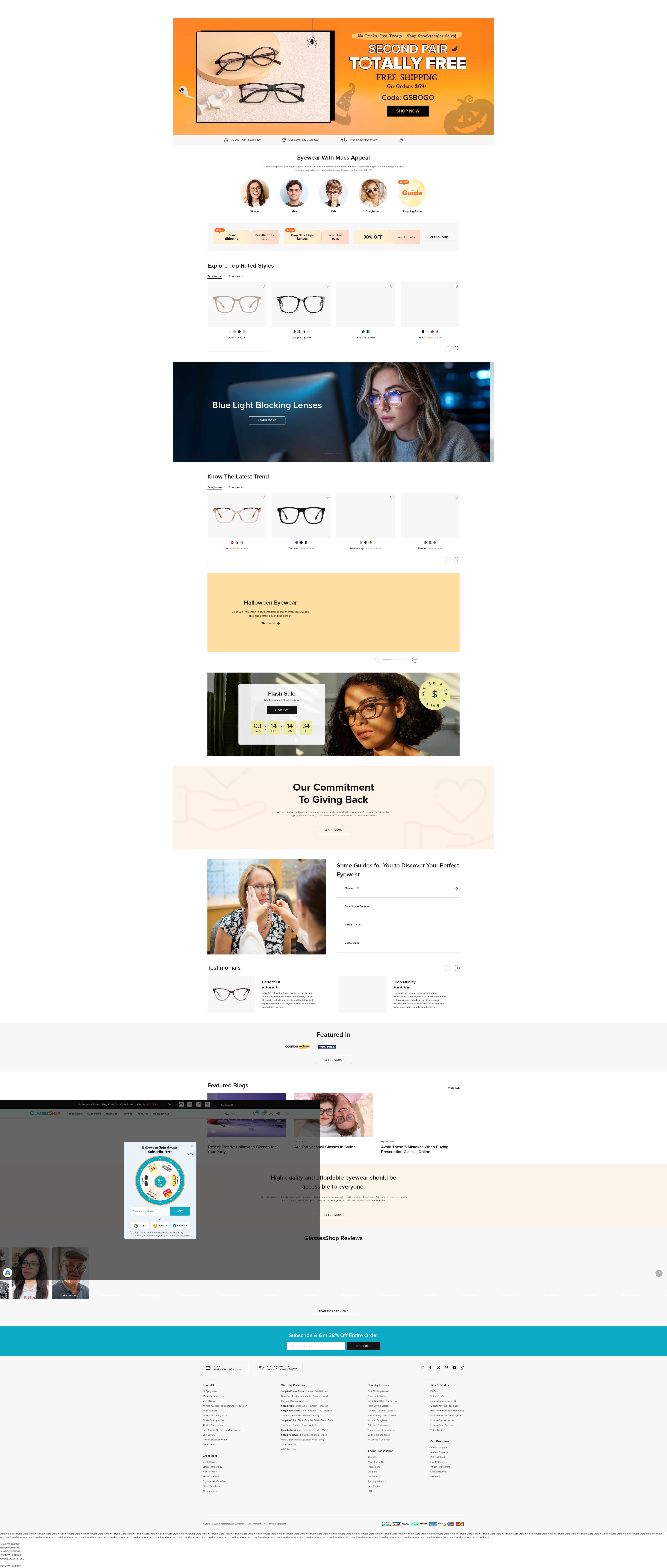 Screenshot of www.glassesshop.com