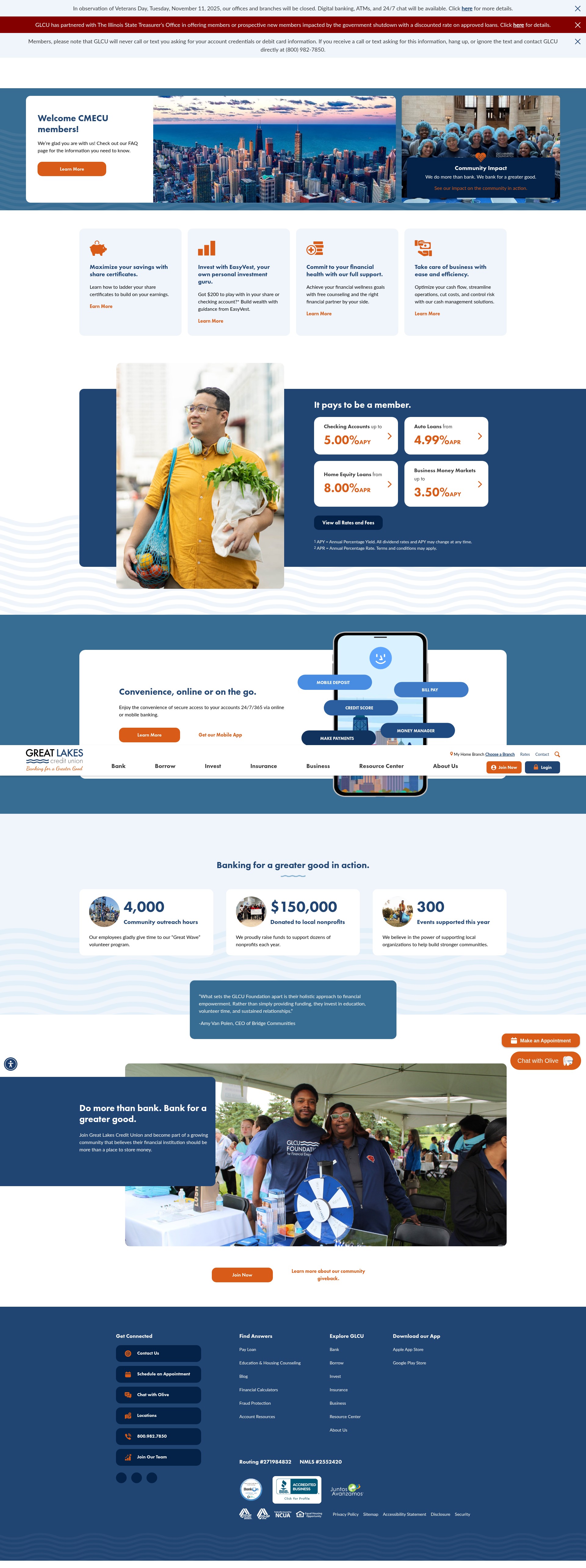 Screenshot of www.glcu.org