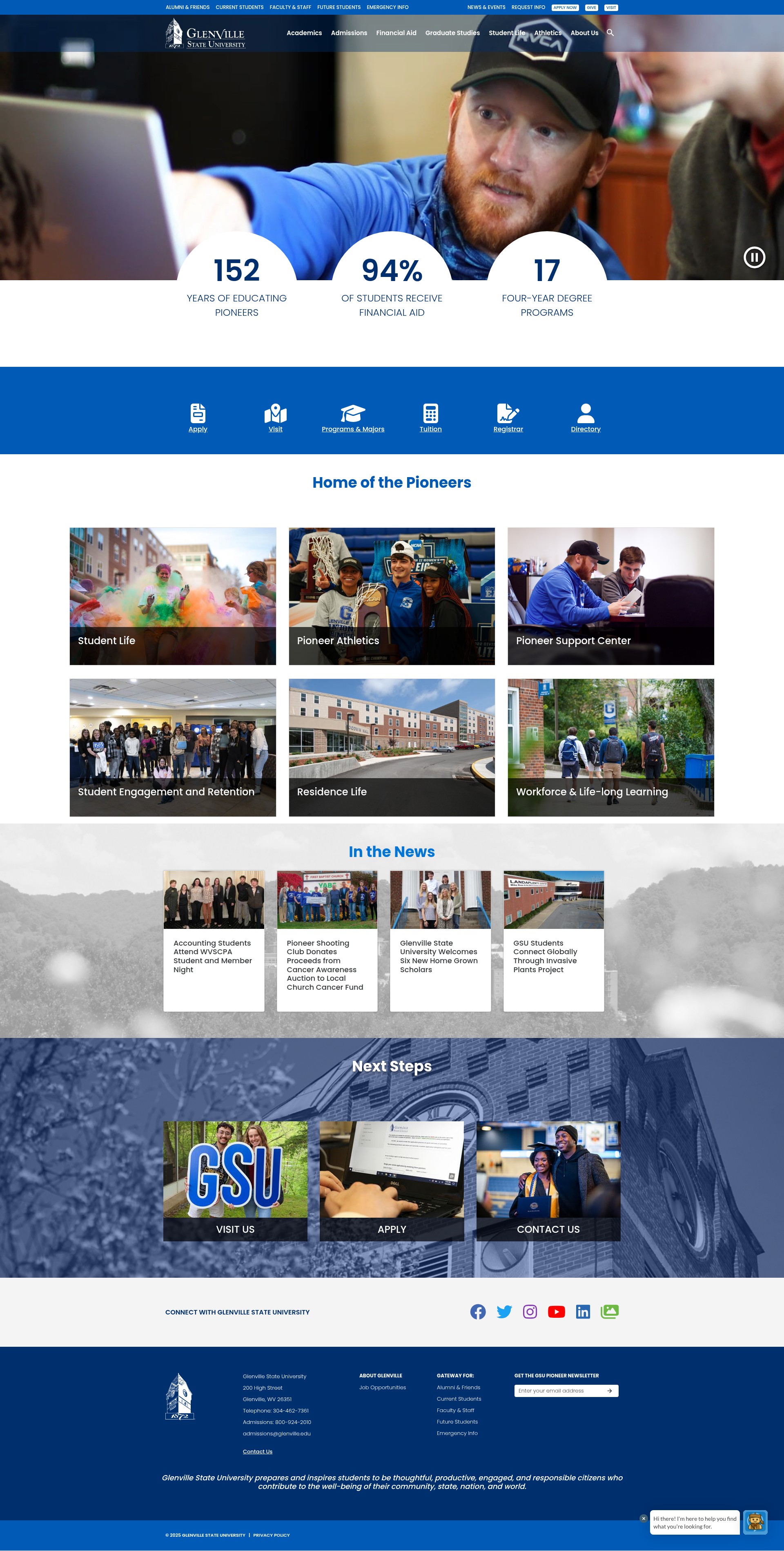 Screenshot of www.glenville.edu