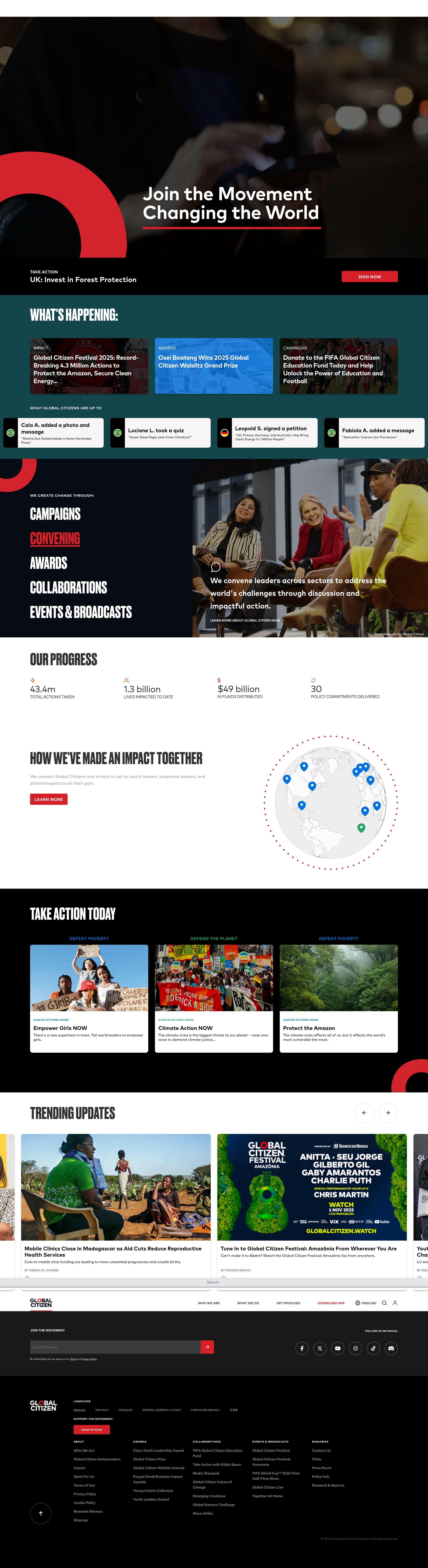 Screenshot of www.globalcitizen.org
