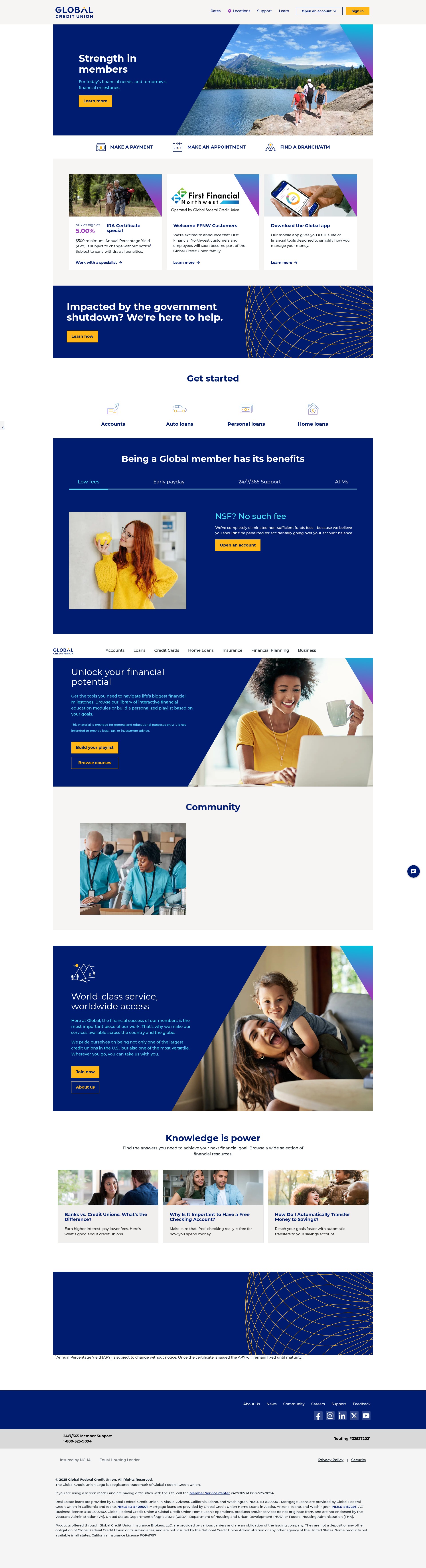 Screenshot of www.globalcu.org
