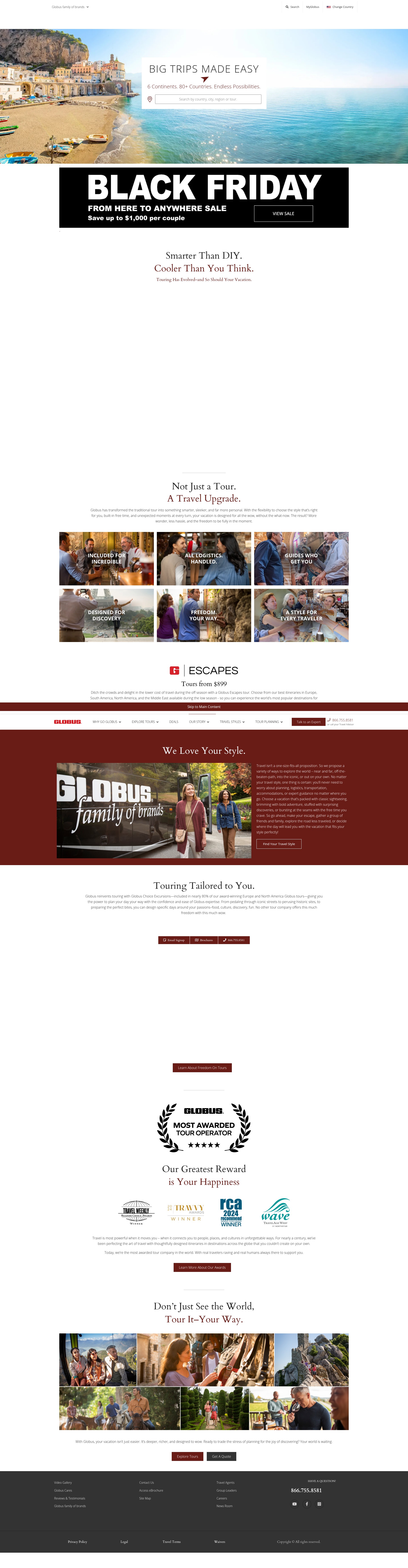 Screenshot of www.globusjourneys.com