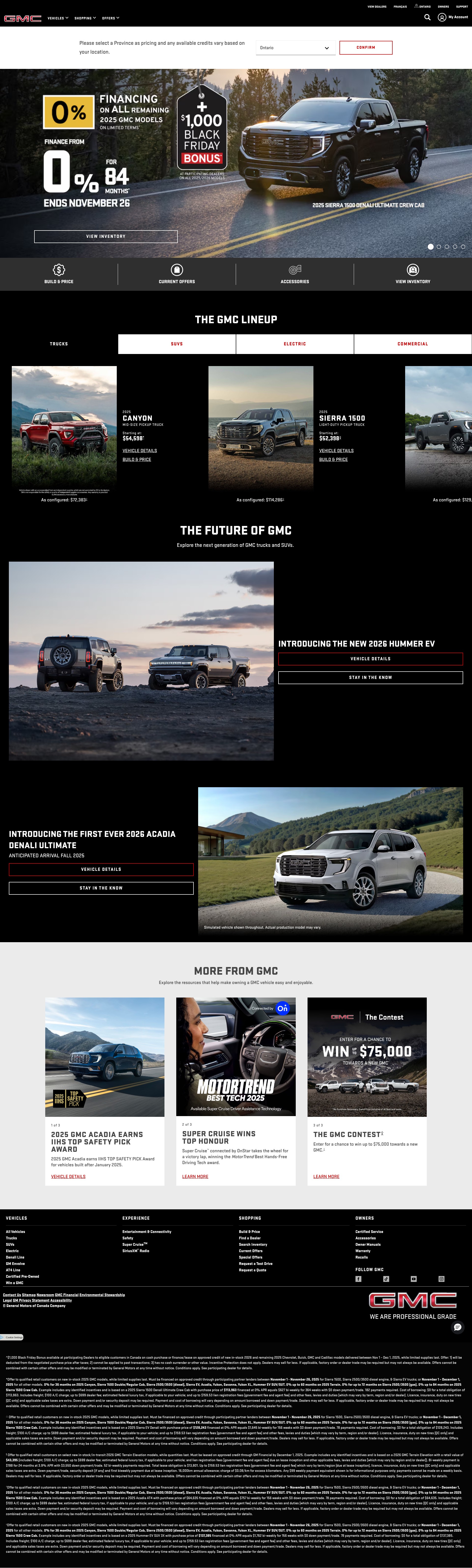 Screenshot of www.gmccanada.ca