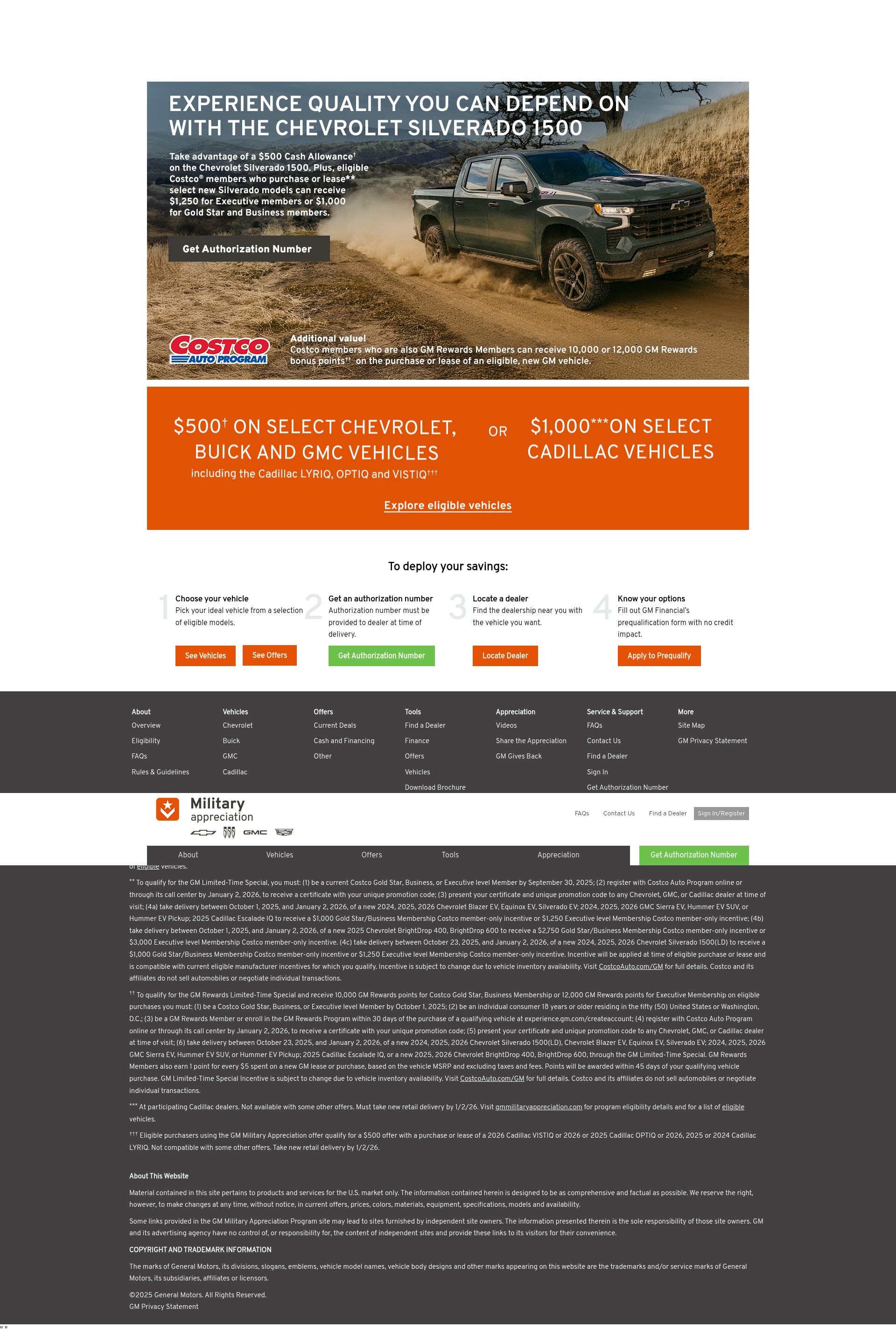 Screenshot of www.gmmilitaryappreciation.com