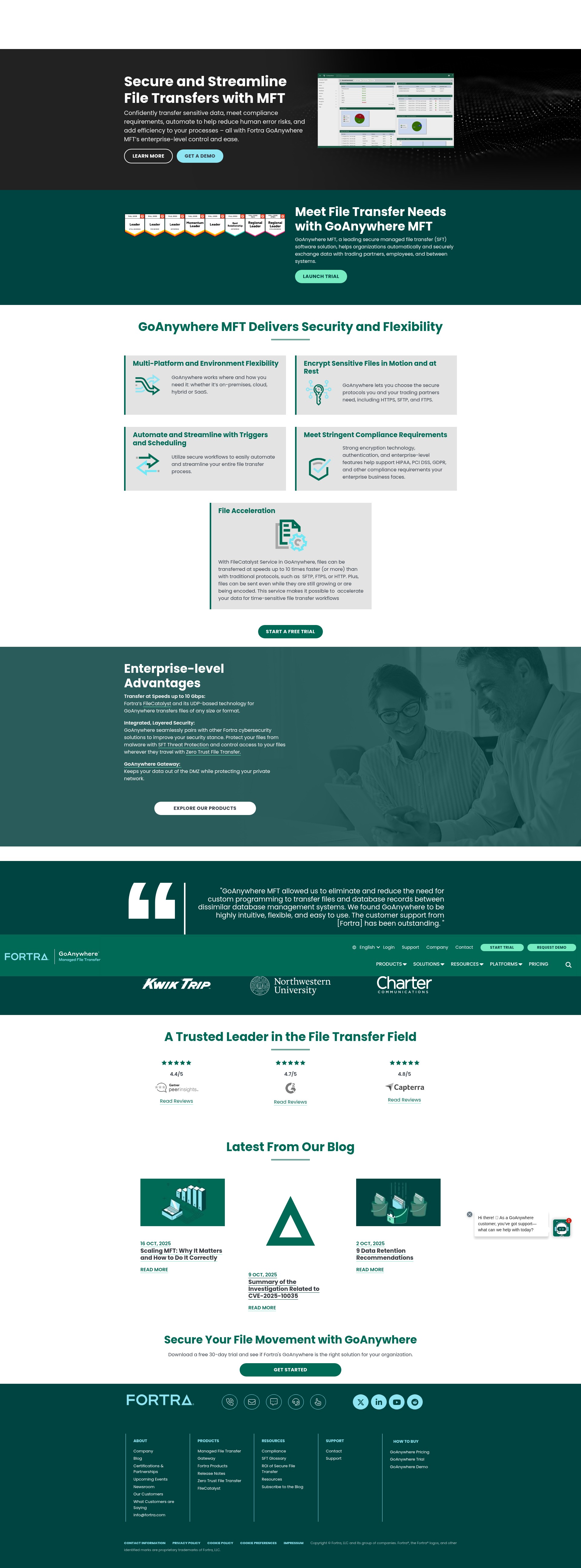 Screenshot of www.goanywhere.com