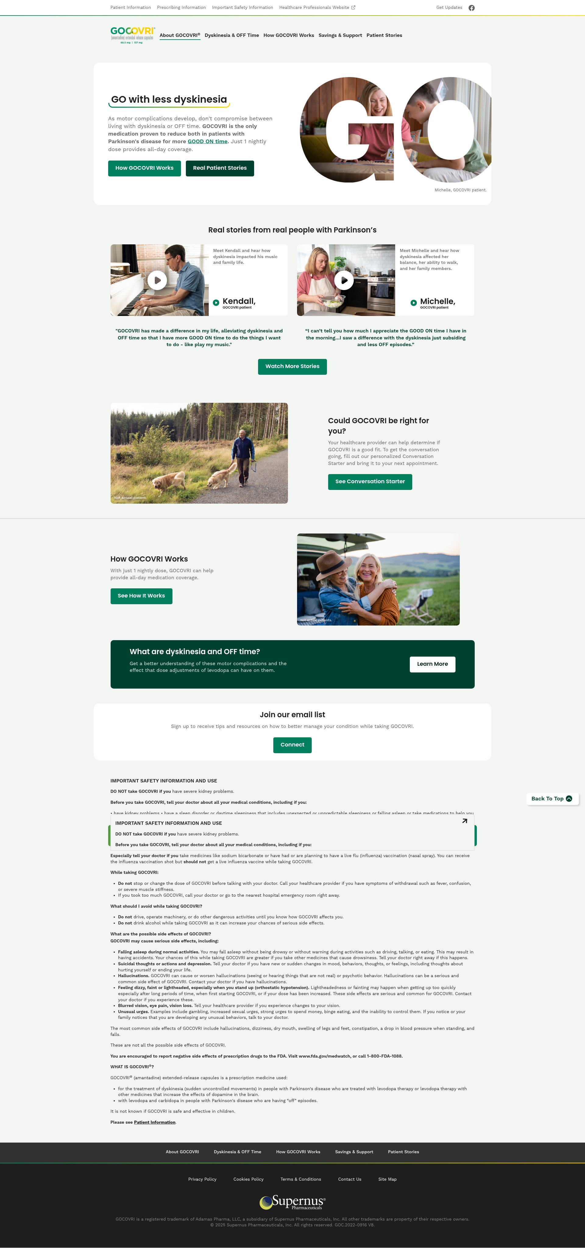 Screenshot of www.gocovri.com