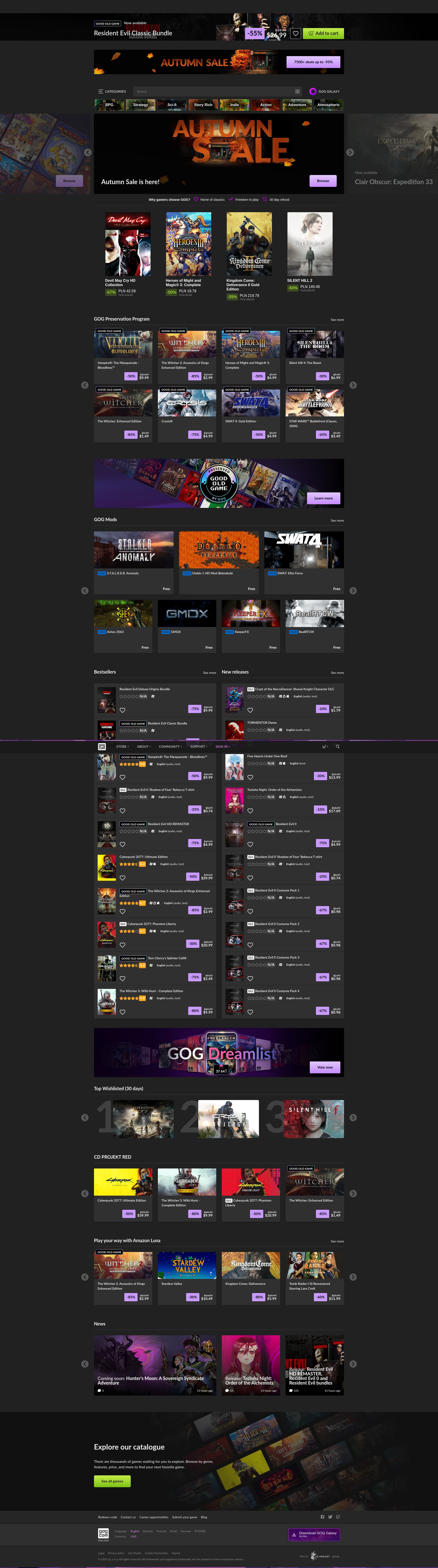 Screenshot of www.gog.com
