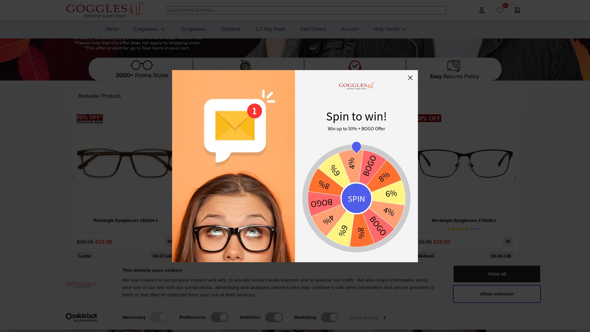Screenshot of www.goggles4u.com