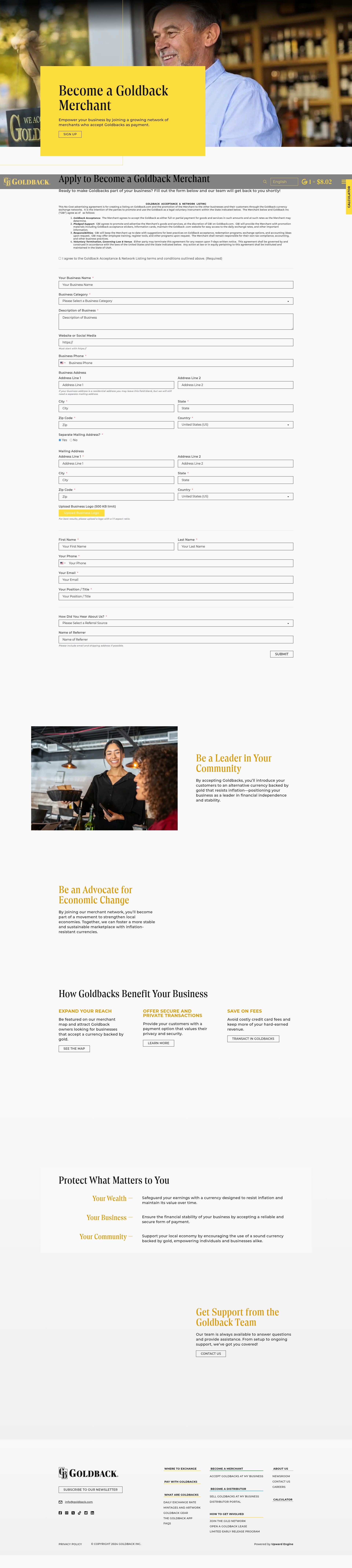 Screenshot of www.goldback.com