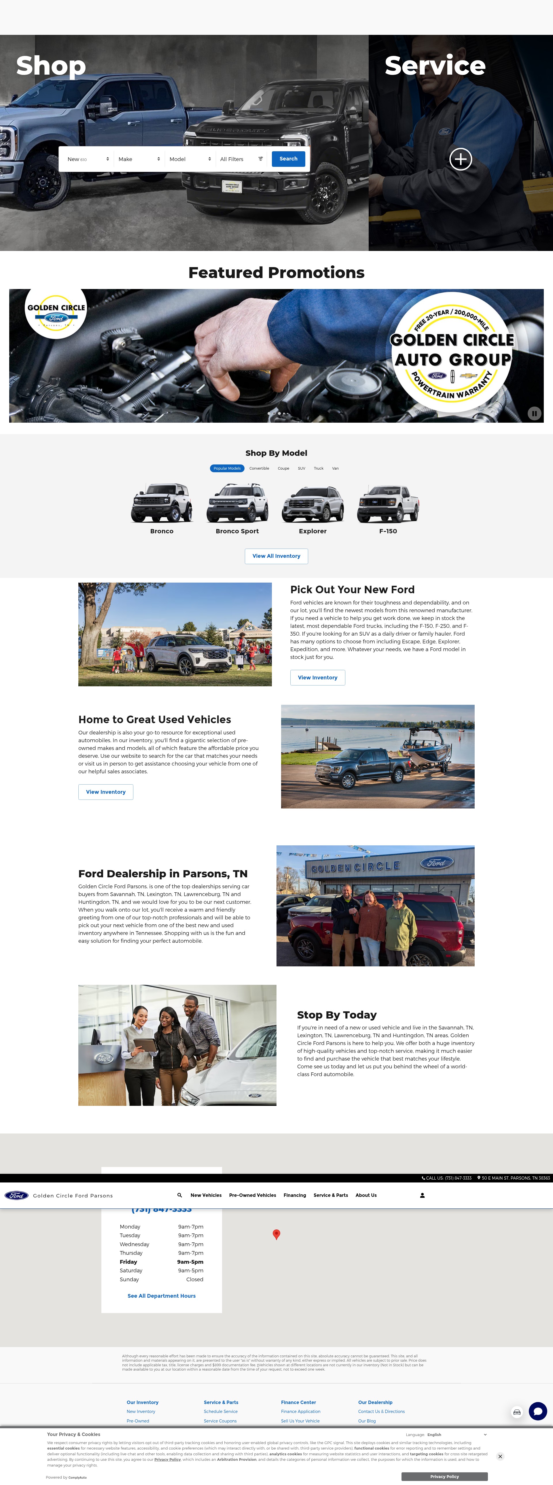 Screenshot of www.goldencirclefordparsons.com