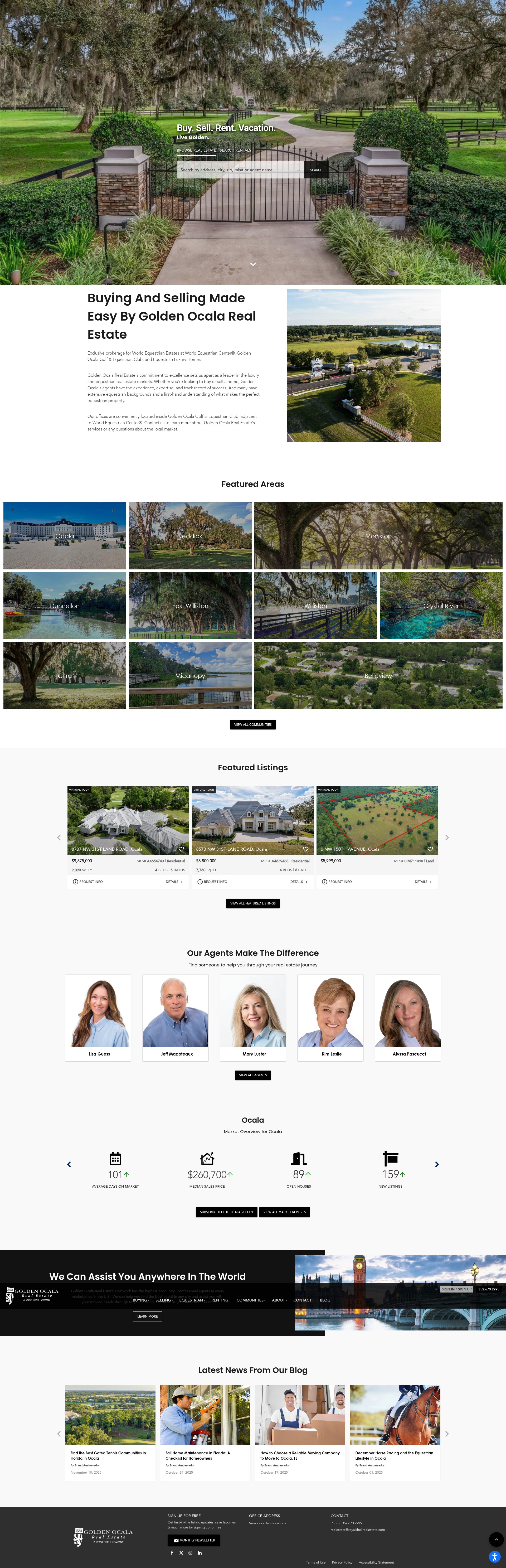 Screenshot of www.goldenocalarealestate.com