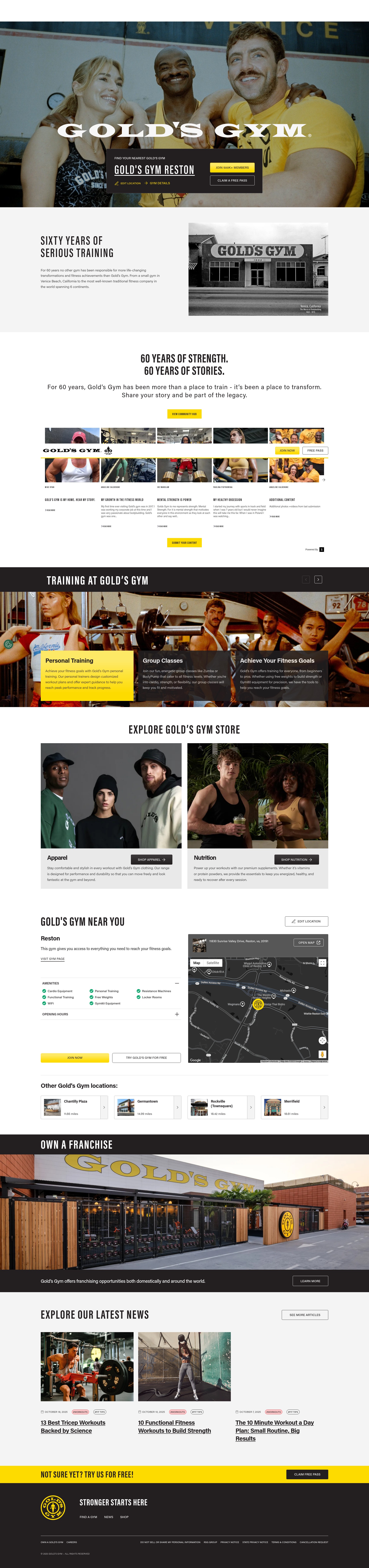 Screenshot of www.goldsgym.com