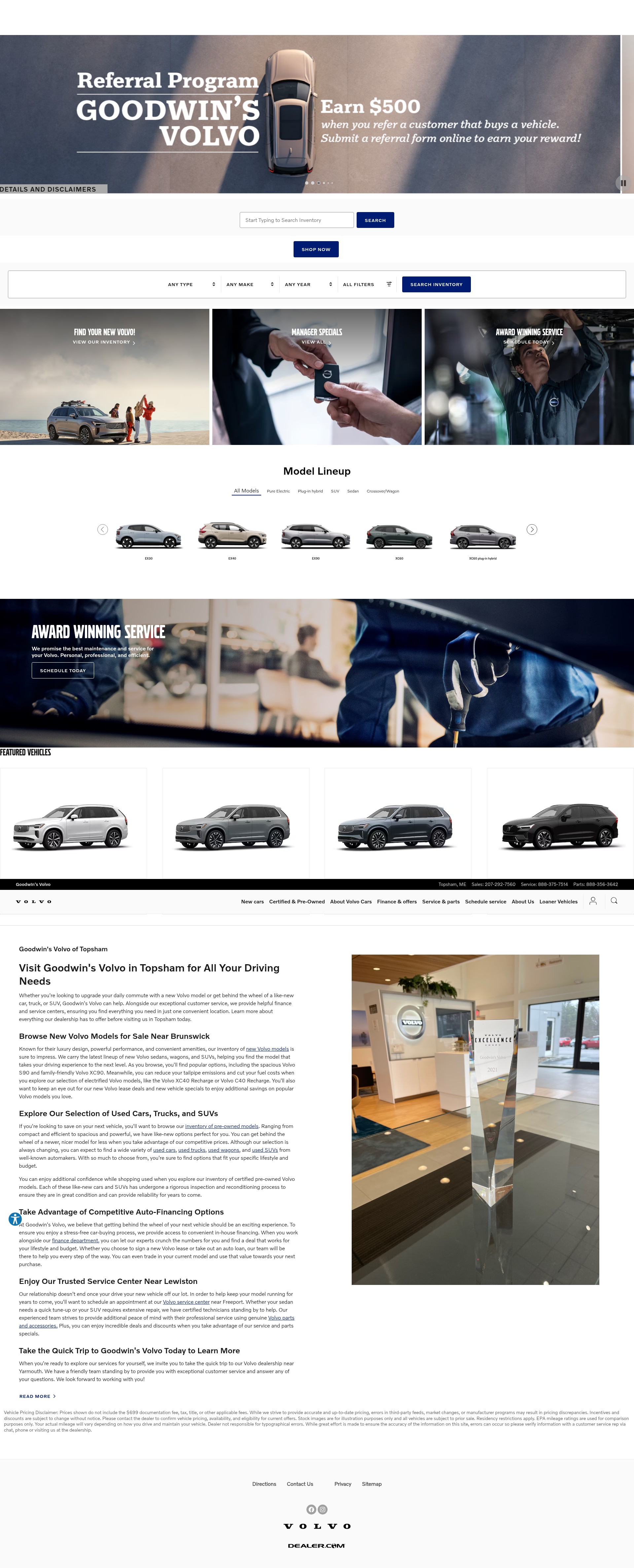 Screenshot of www.goodwinsvolvo.com