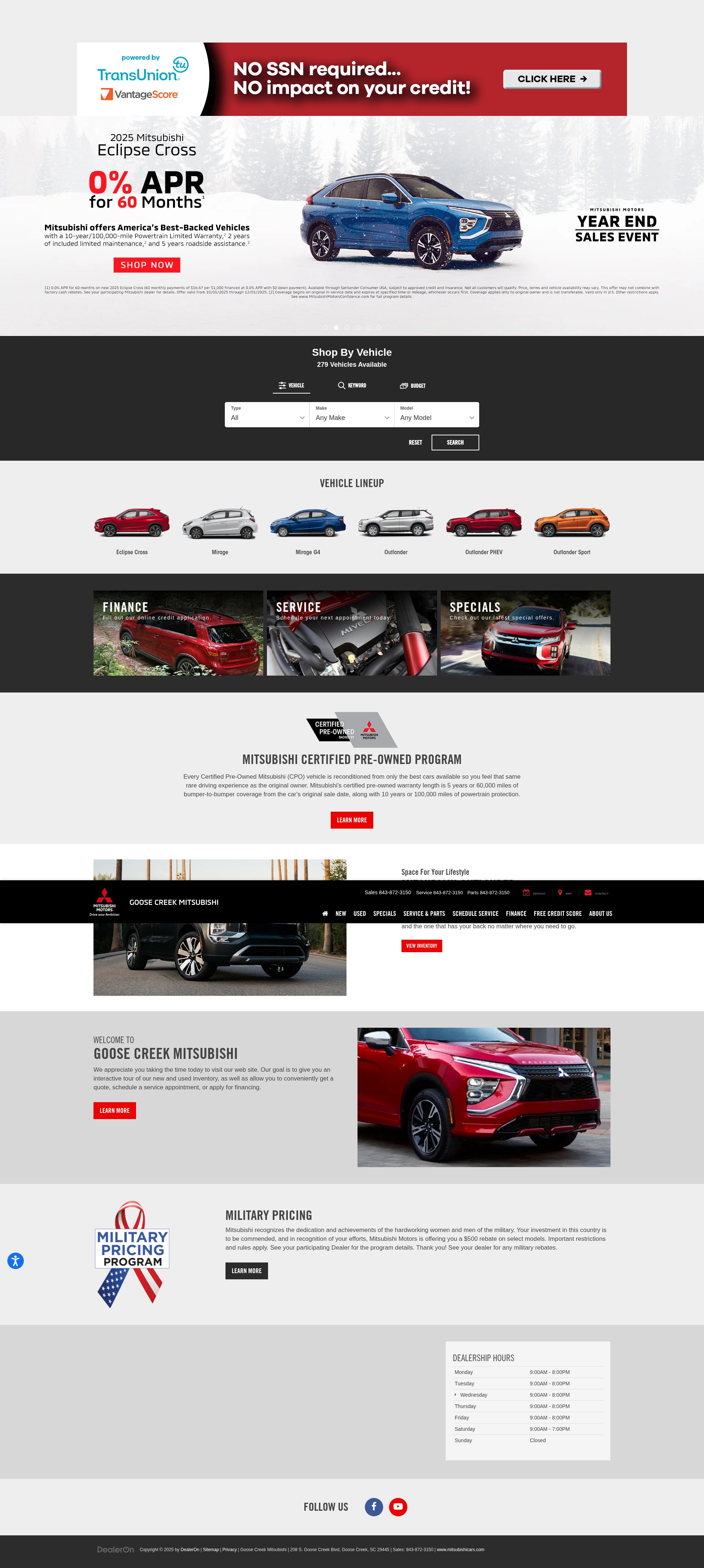 Screenshot of www.goosecreekmitsubishi.com