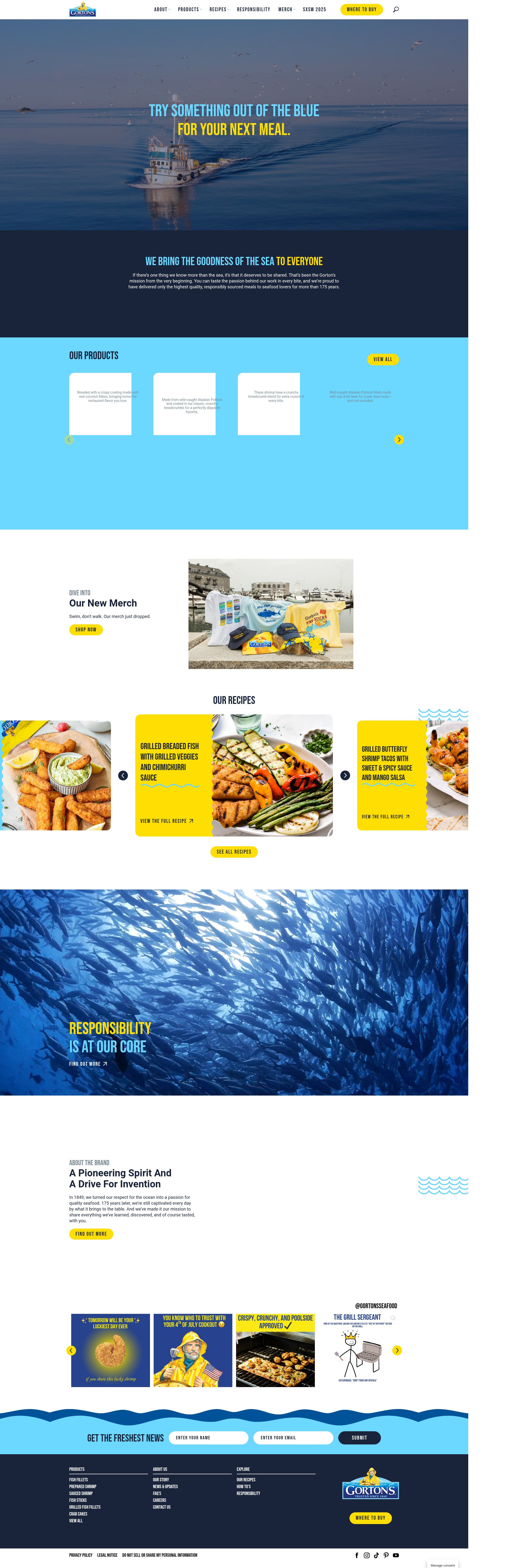 Screenshot of www.gortons.com