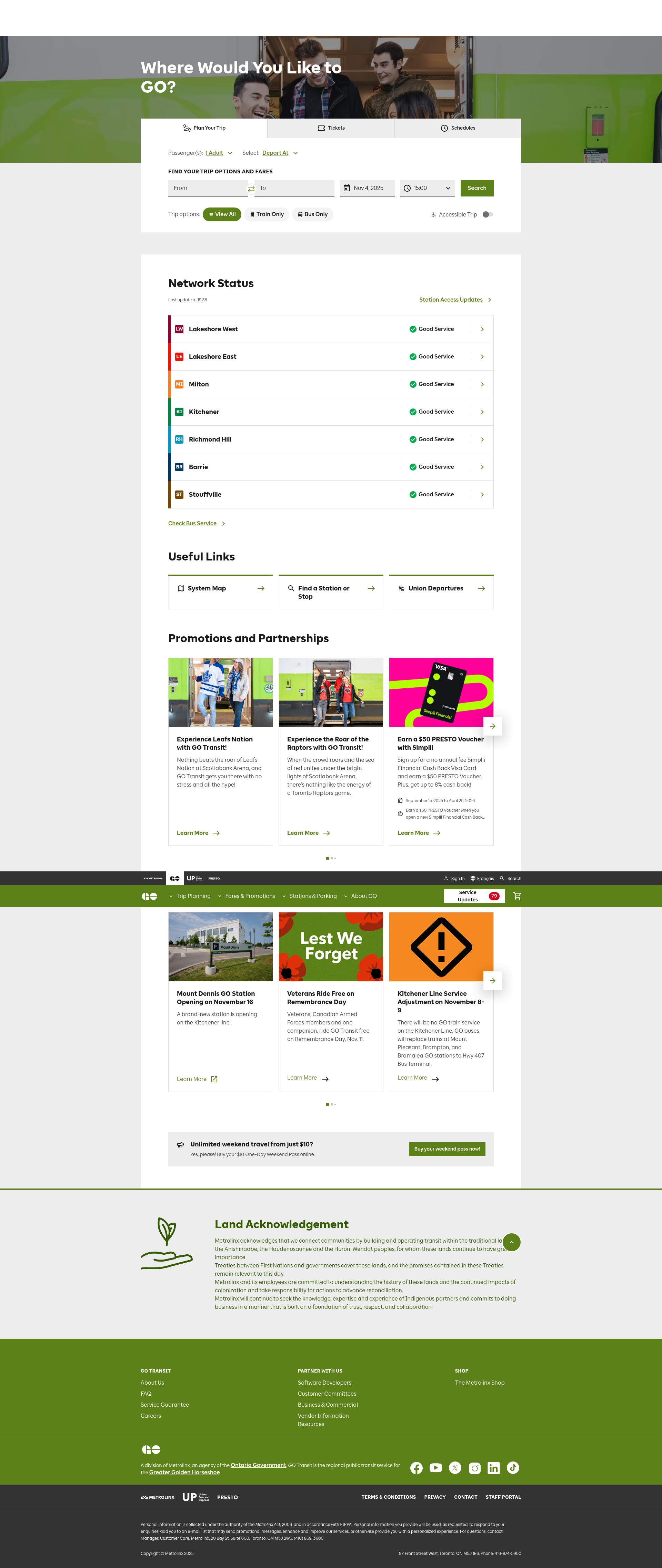 Screenshot of www.gotransit.com
