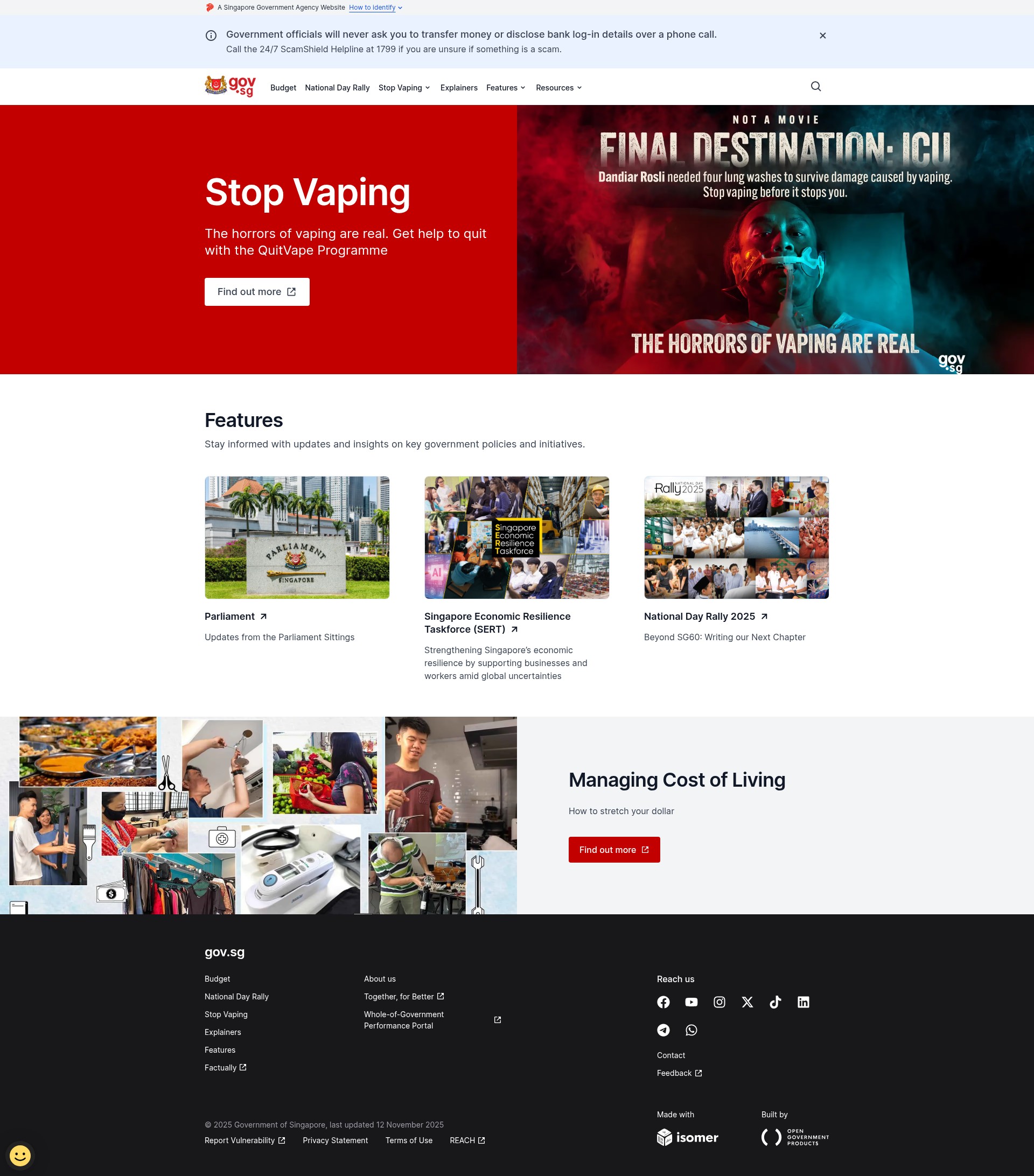 Screenshot of www.gov.sg