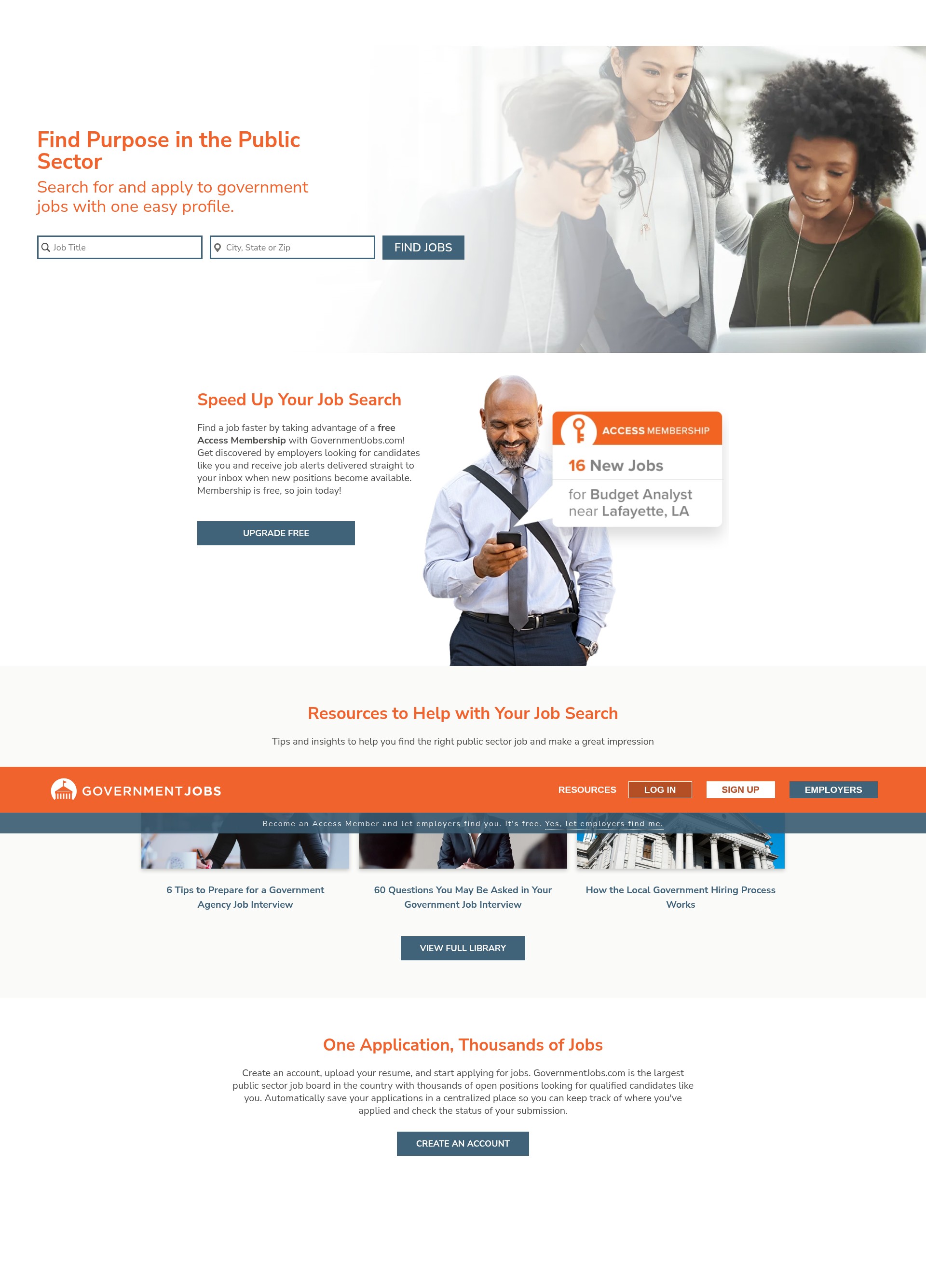 Screenshot of www.governmentjobs.com