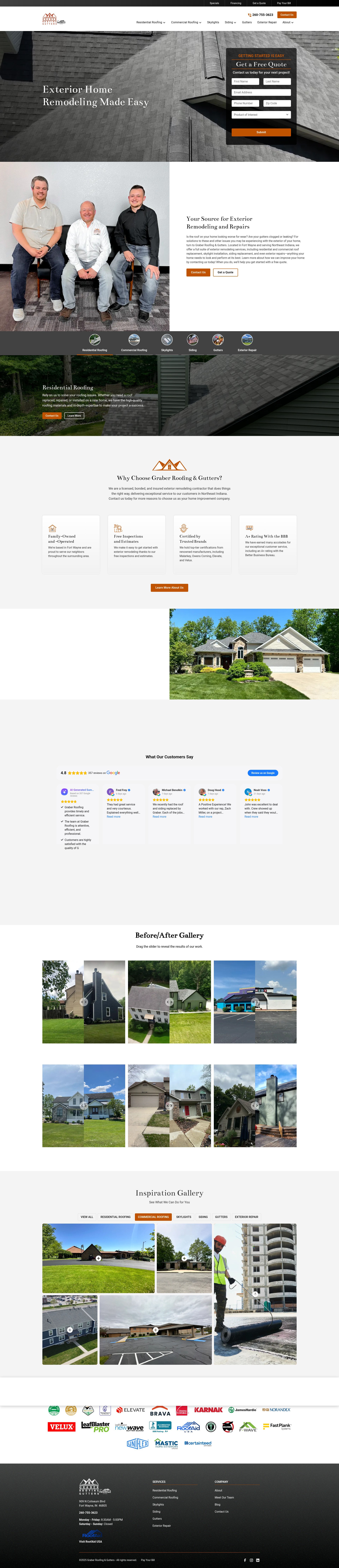 Screenshot of www.graberroofing.com
