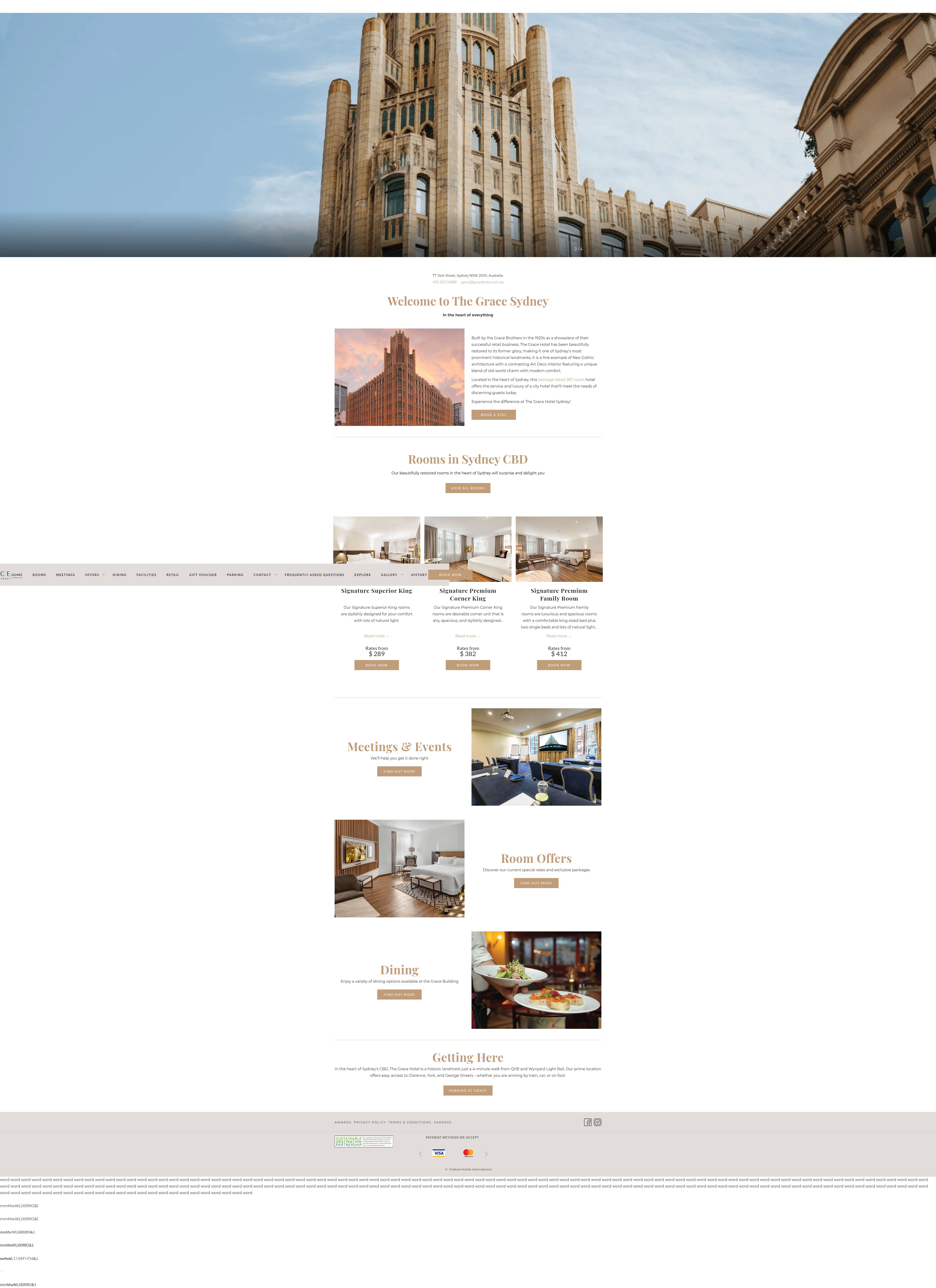 Screenshot of www.gracehotel.com.au