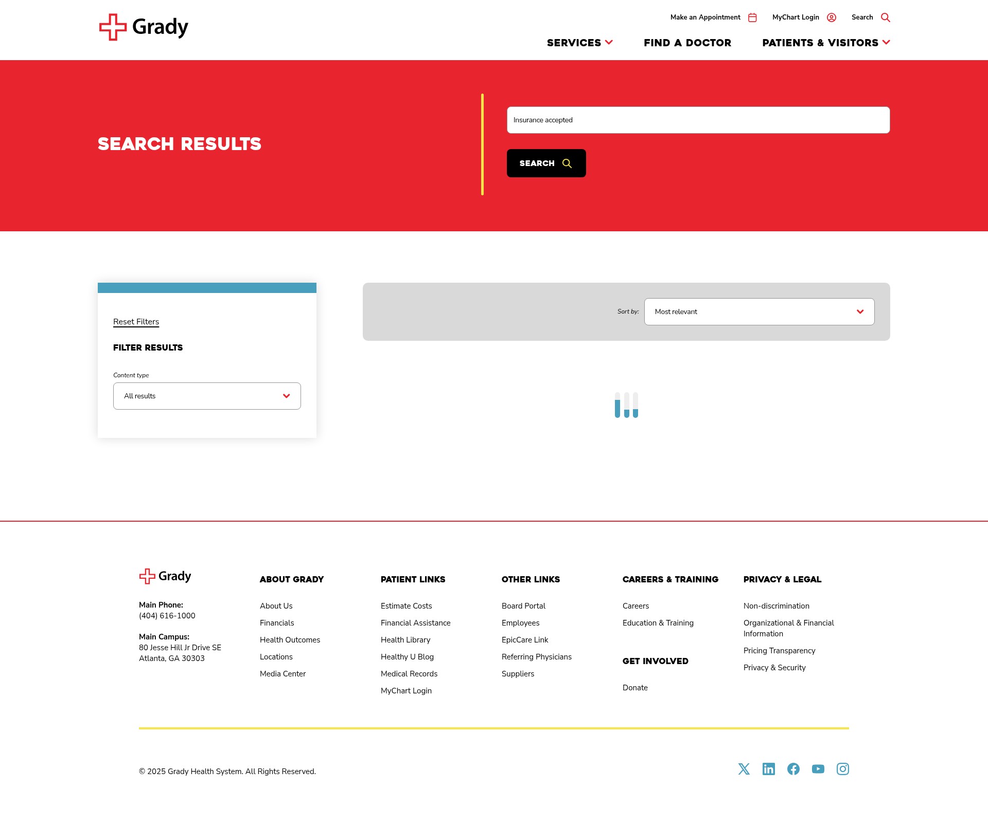 Screenshot of www.gradyhealth.org