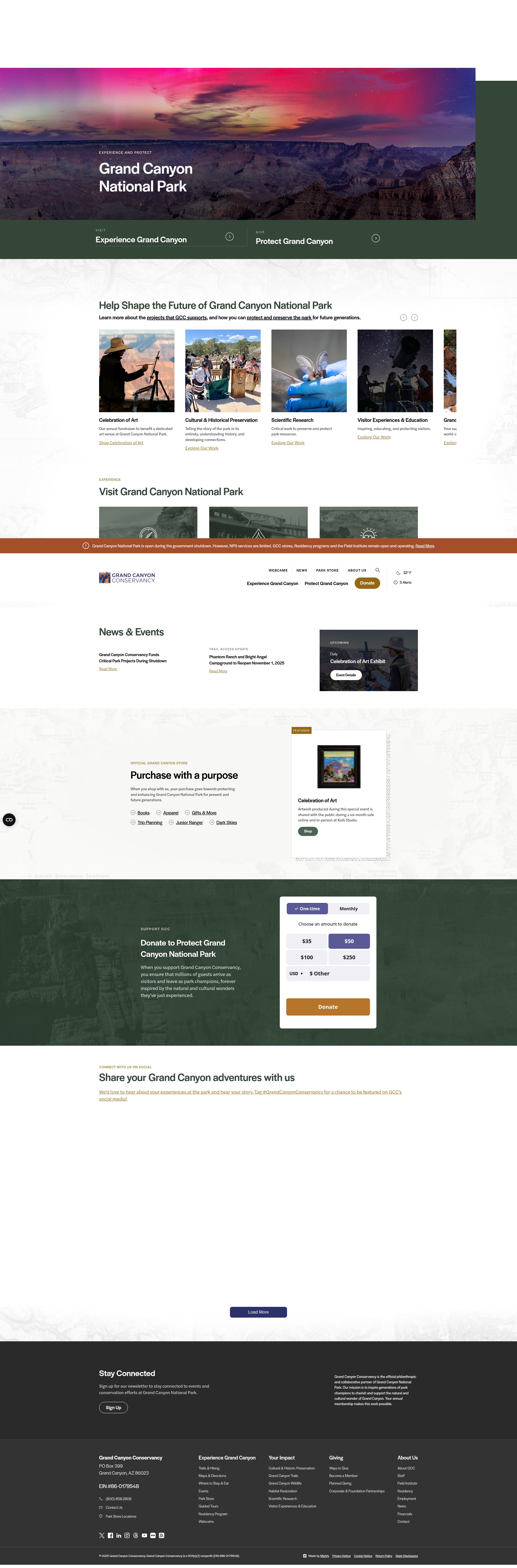 Screenshot of www.grandcanyon.org