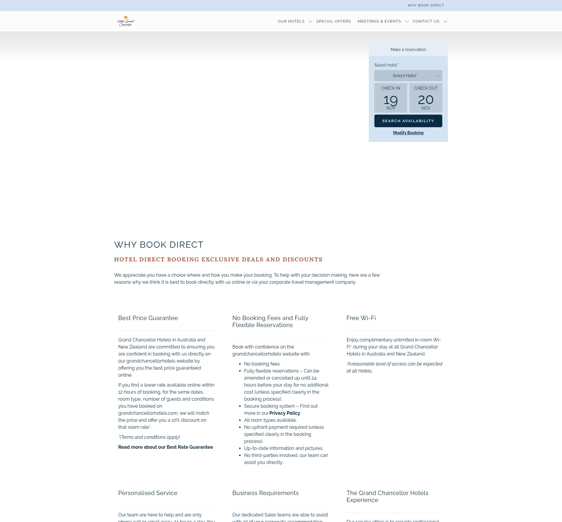 Screenshot of www.grandchancellorhotels.com