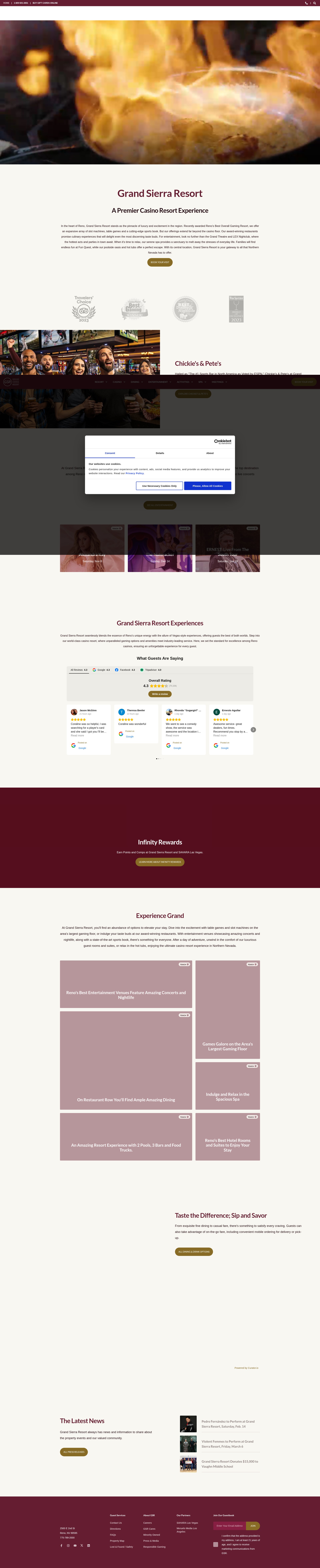 Screenshot of www.grandsierraresort.com