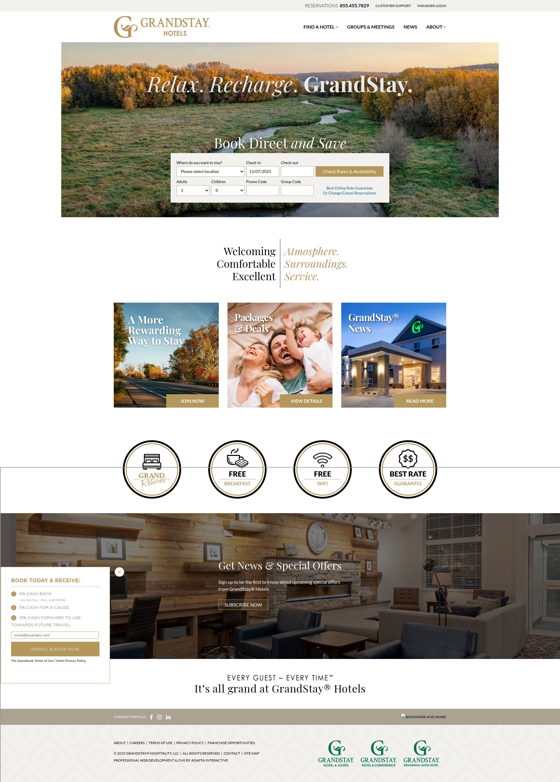 Screenshot of www.grandstayhospitality.com