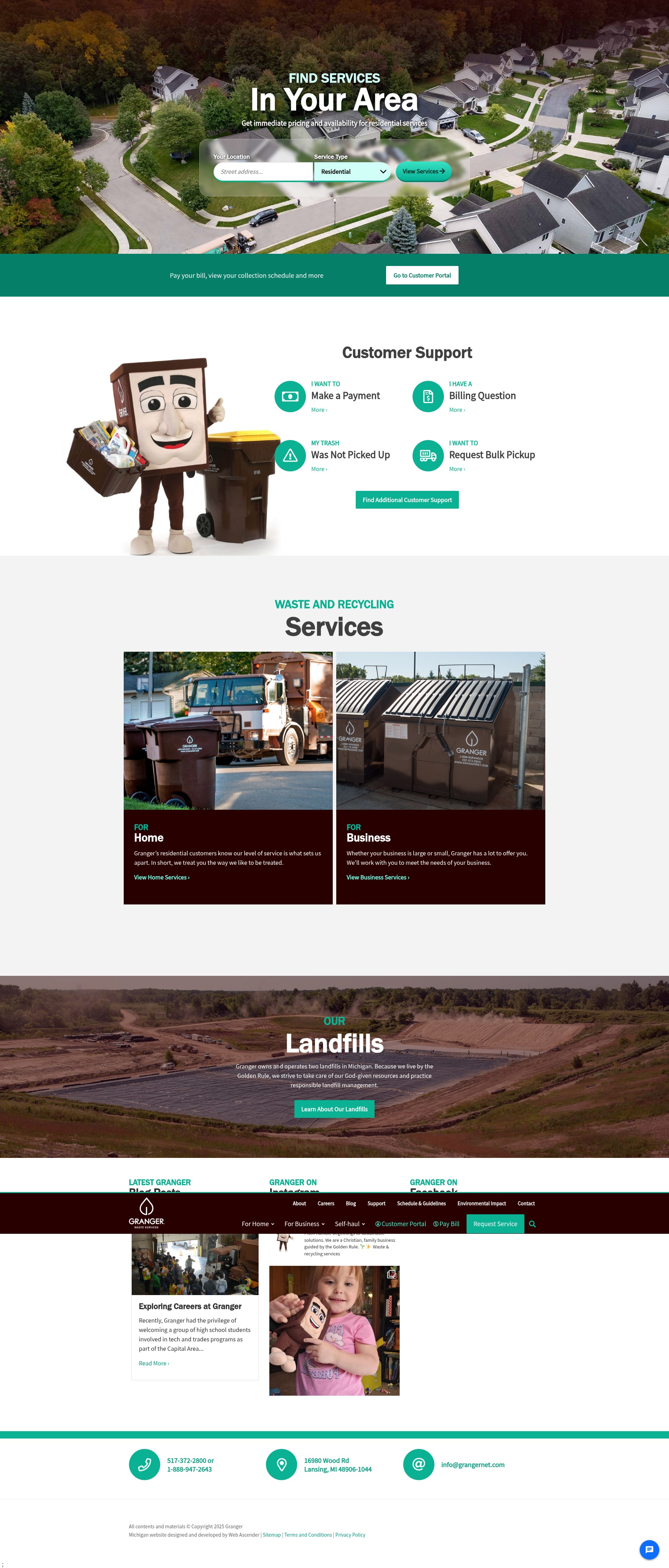 Screenshot of www.grangerwasteservices.com