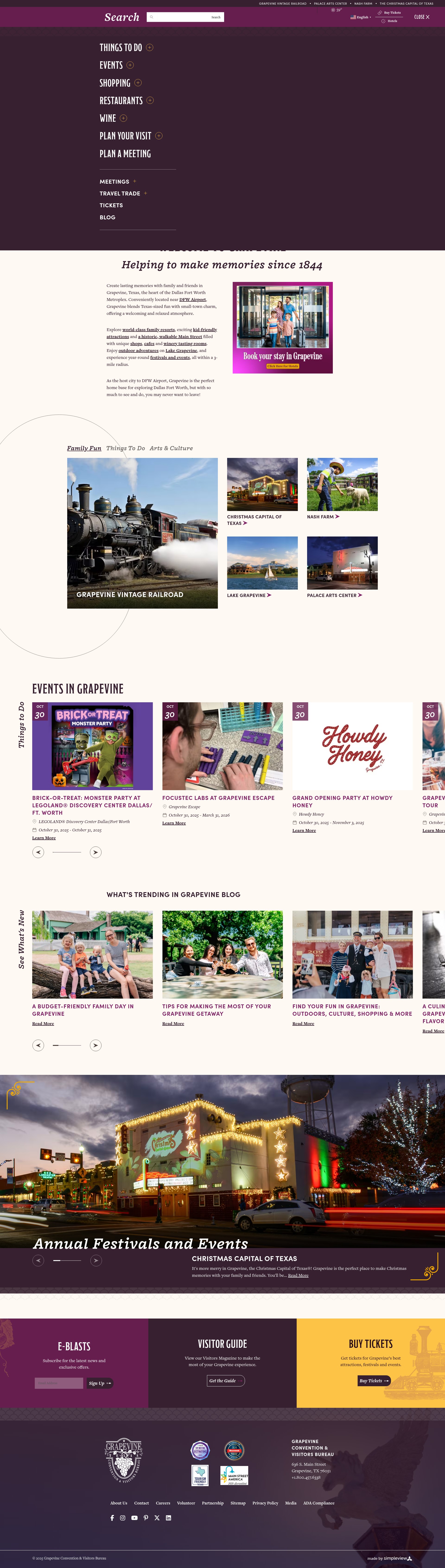 Screenshot of www.grapevinetexasusa.com