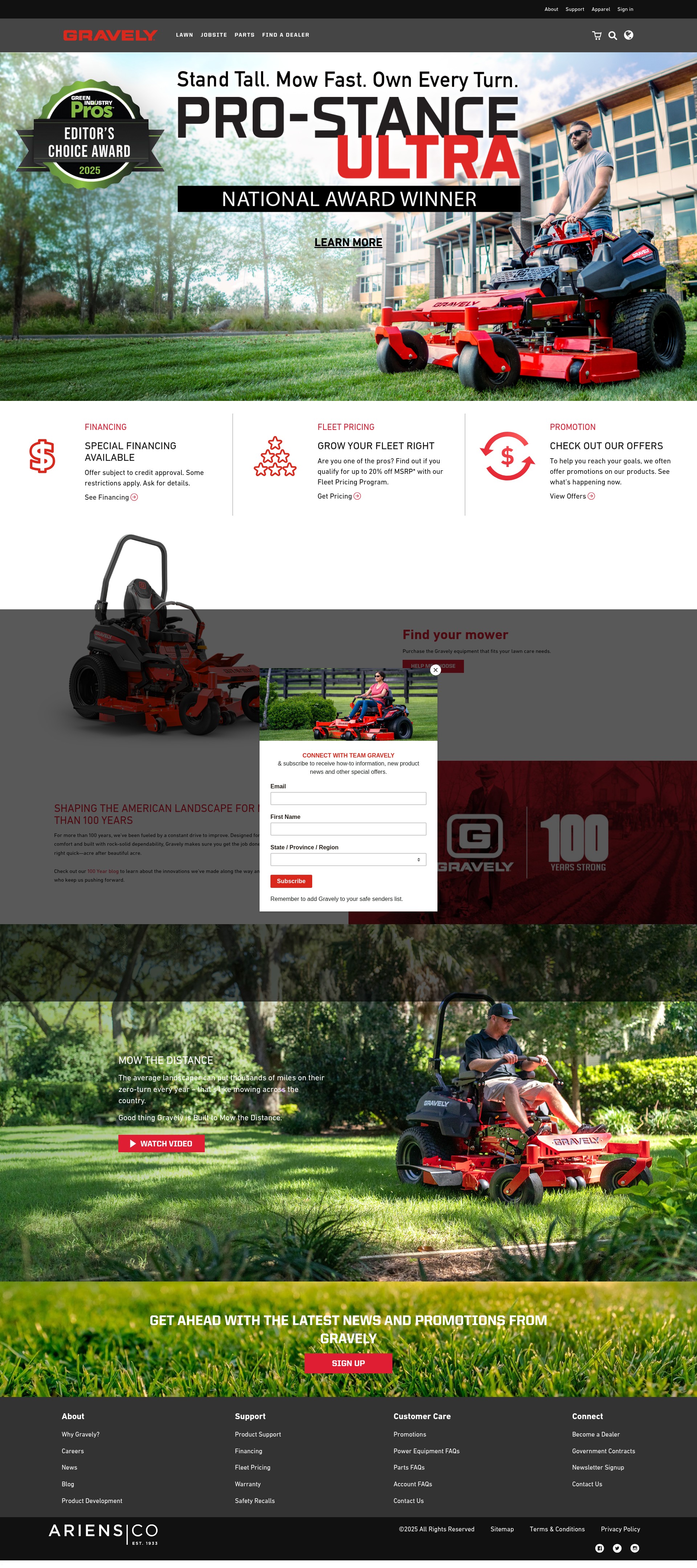 Screenshot of www.gravely.com
